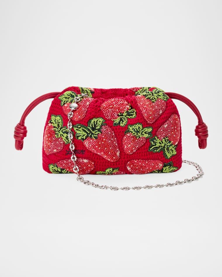 x Paula's Ibiza Strawberry-Beaded Crochet Clutch Bag by LOEWE
