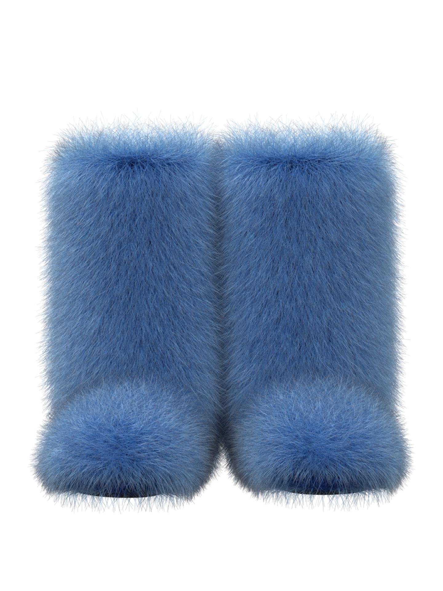 Blue fur-tale boots by LOFEDO