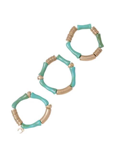 beaded logo-charm bracelets (set of three) by LOLA CASADEMUNT