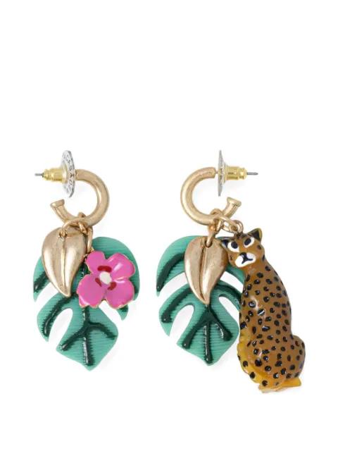 leopard-charm leaf-shaped earrings by LOLA CASADEMUNT