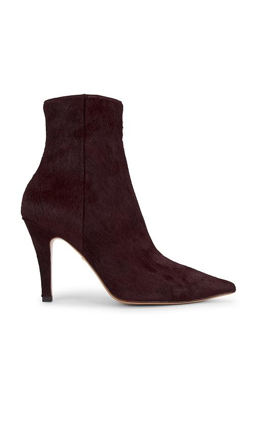 Lola Cruz Pony Hair Ankle Bootie in Burgundy by LOLA CRUZ