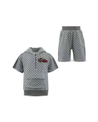 Boys' Grey Checkered Soft Short Set - Little Kid by LOLA + THE BOYS