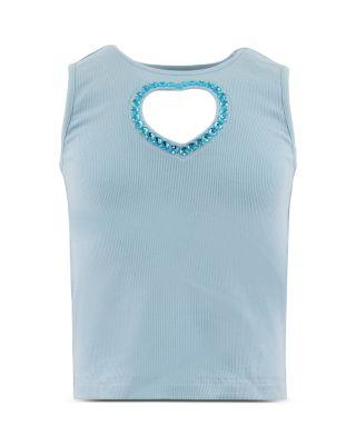 Girls' Baby Blue Crystal Heart Tank - Little Kid by LOLA + THE BOYS