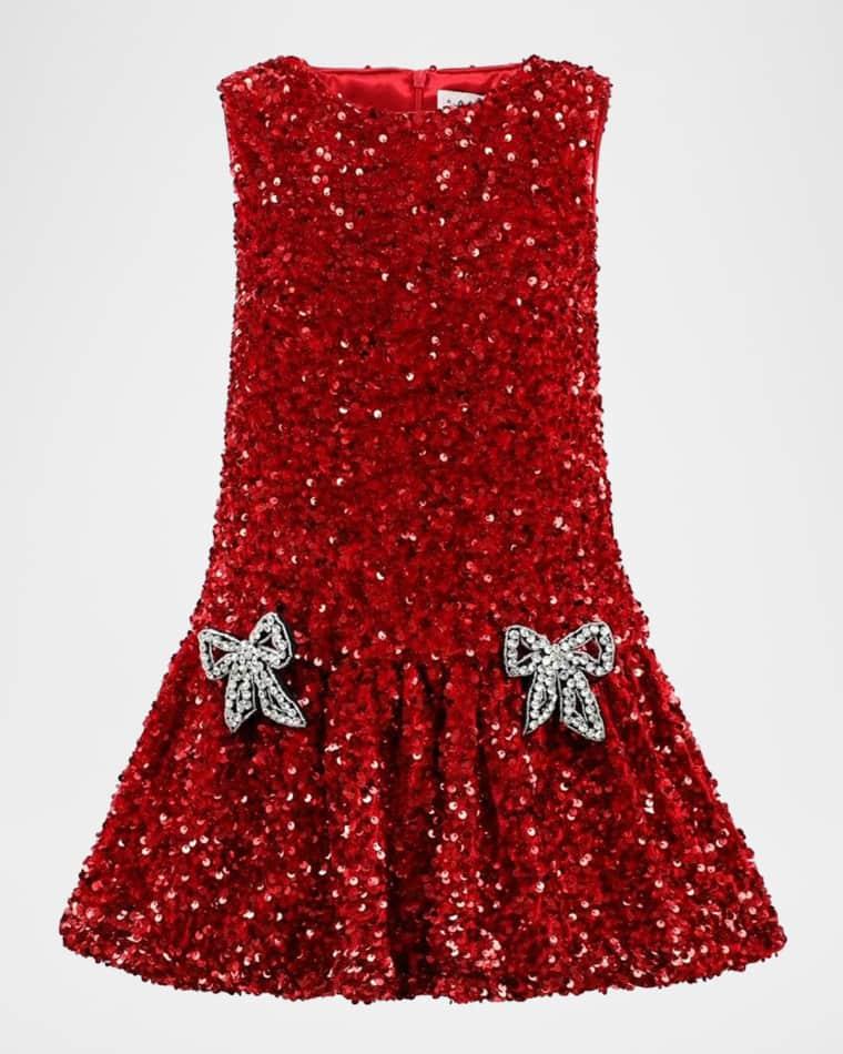Girl's Sequin Dress W/ Bows, Size 4-14 by LOLA + THE BOYS