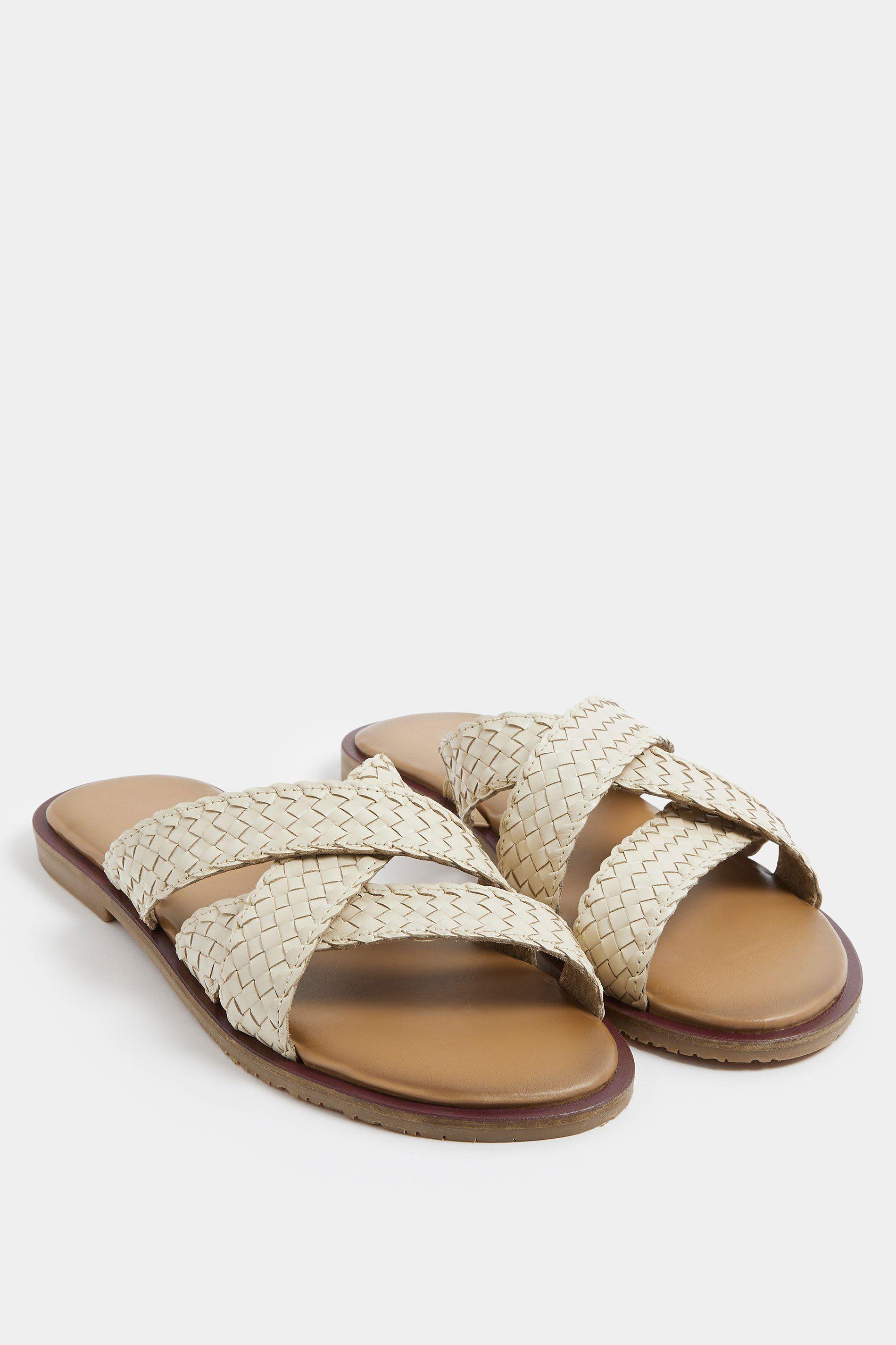 Faux Leather Woven Mule Sandals In Standard Fit by LONG TALL SALLY