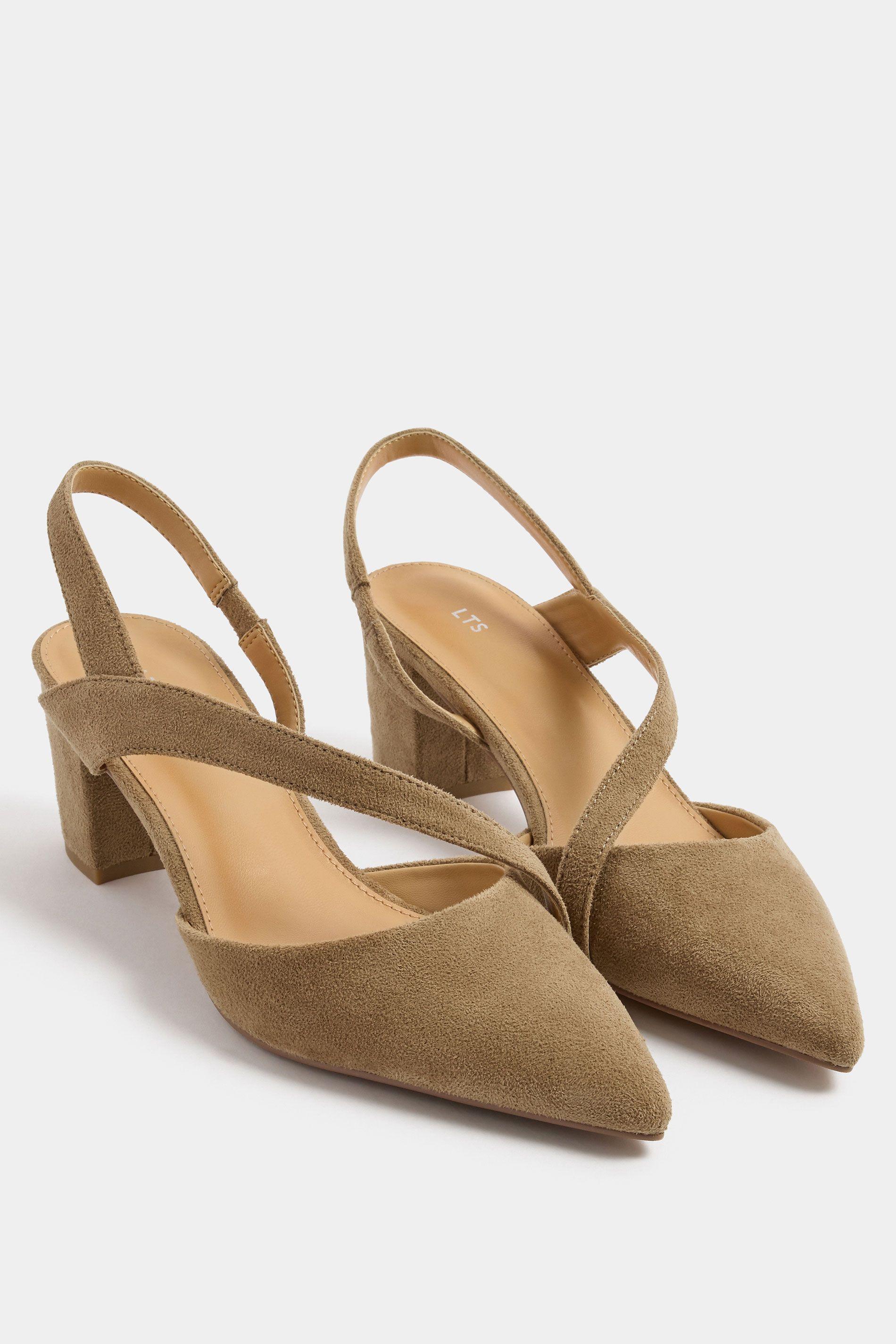 Faux Suede Asymmetric Block Heels In Standard Fit by LONG TALL SALLY
