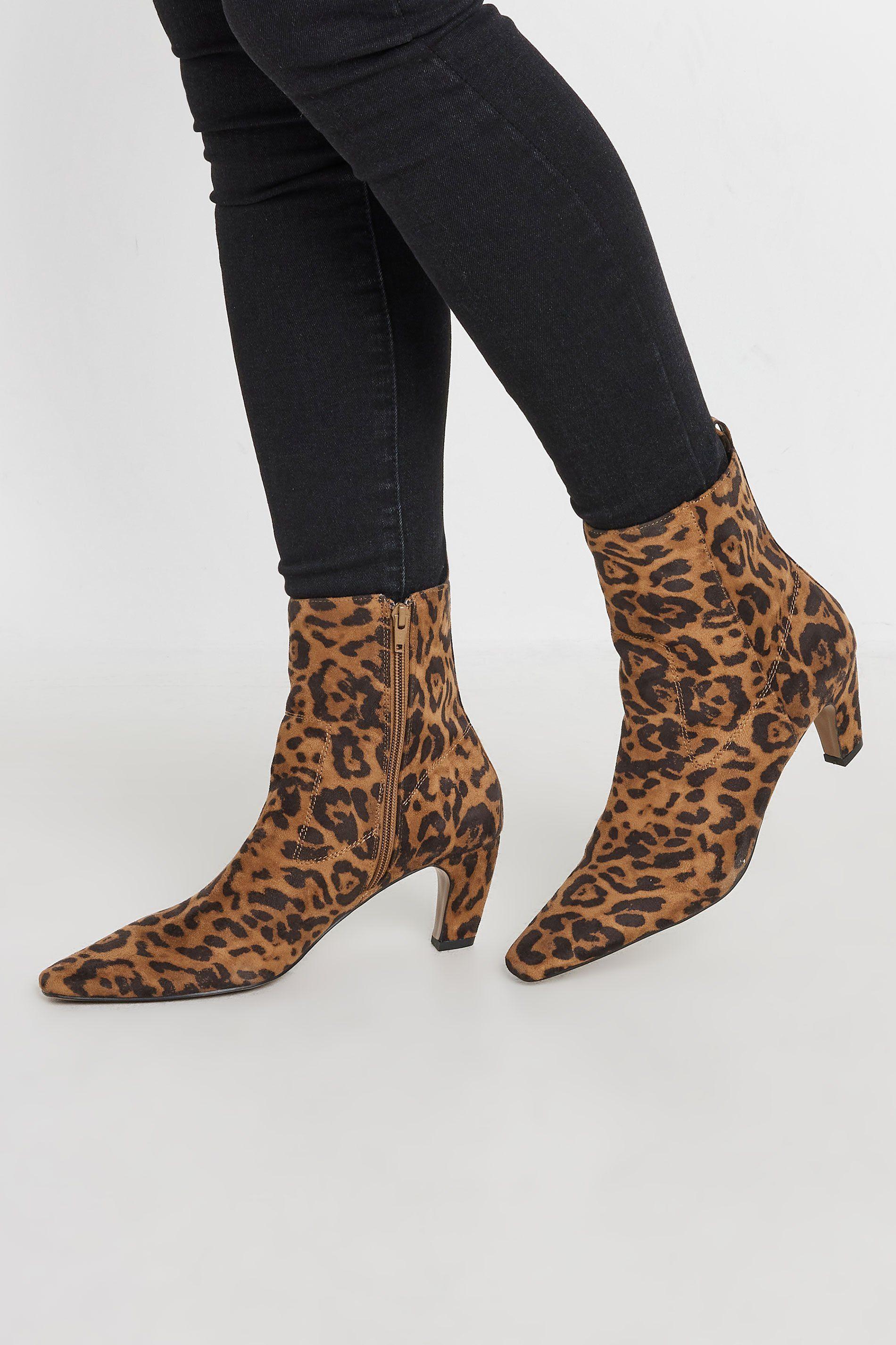 Leopard Print Heeled Ankle Boots by LONG TALL SALLY