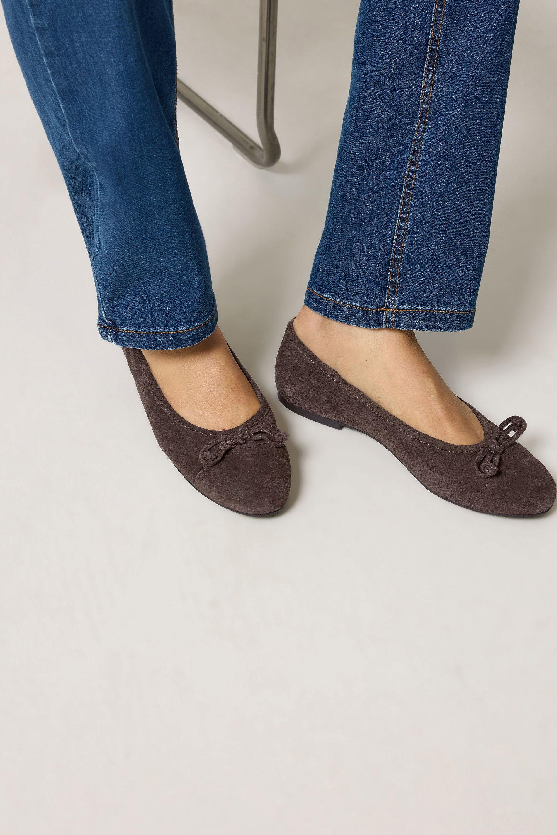 Suede Ballerina Pumps In Standard Fit by LONG TALL SALLY