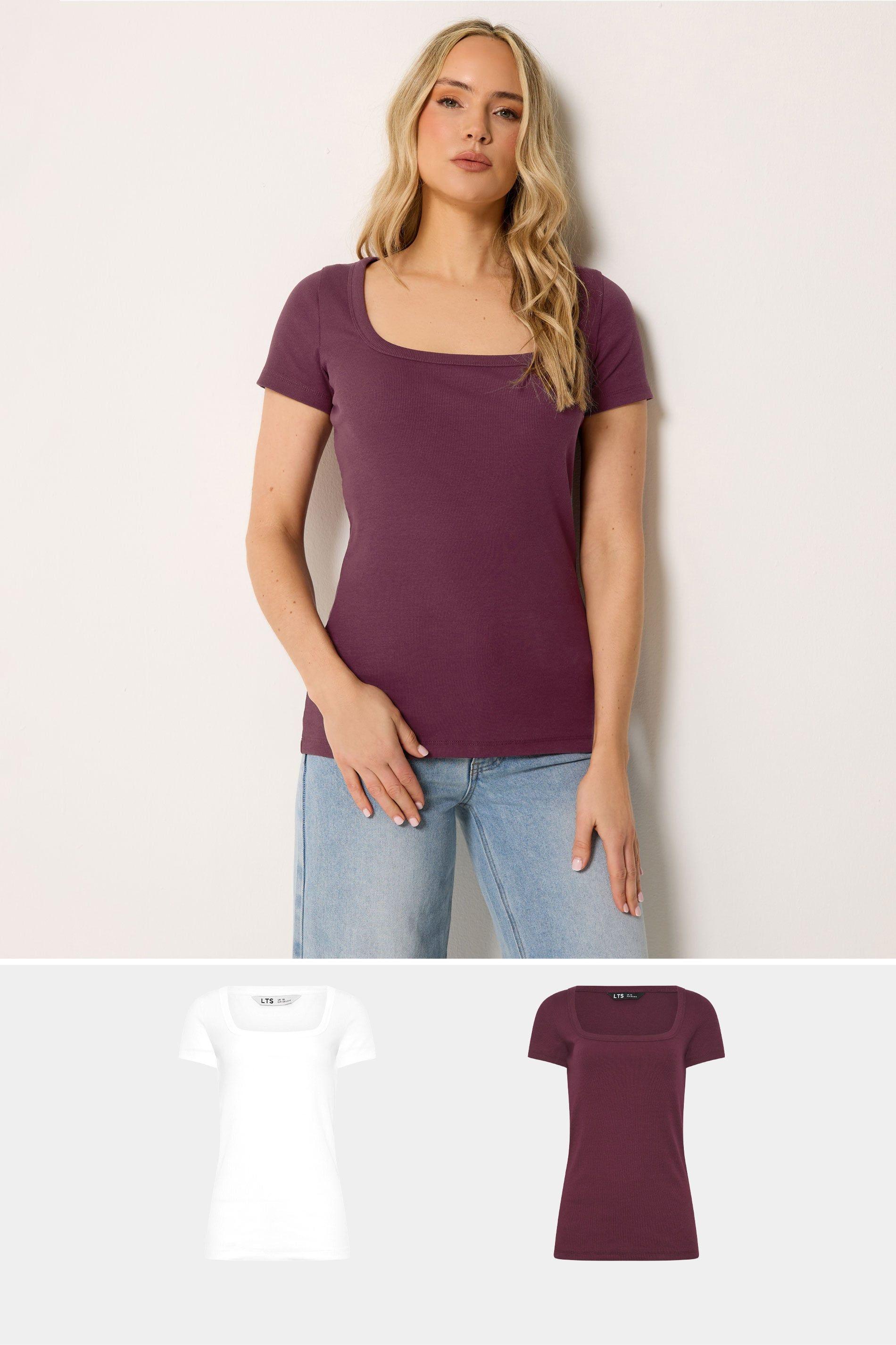 Tall 2 Pack Ribbed T-Shirts by LONG TALL SALLY
