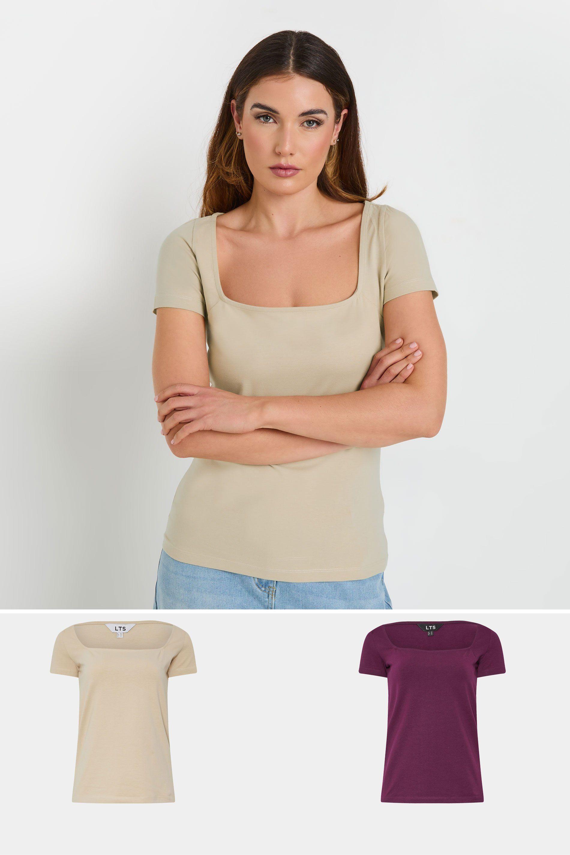 Tall 2 Pack Square Neck Tops by LONG TALL SALLY