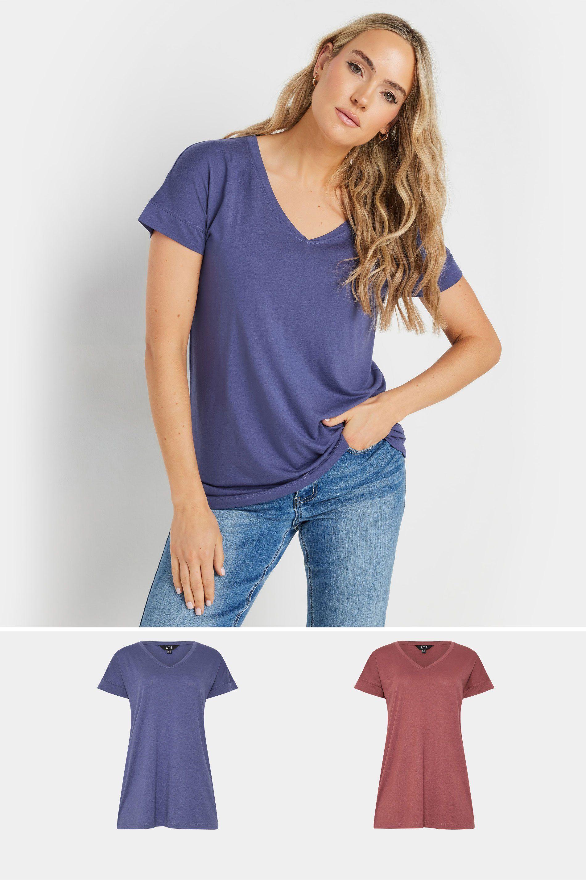 Tall 2 Pack V-Neck Modal T-Shirts by LONG TALL SALLY