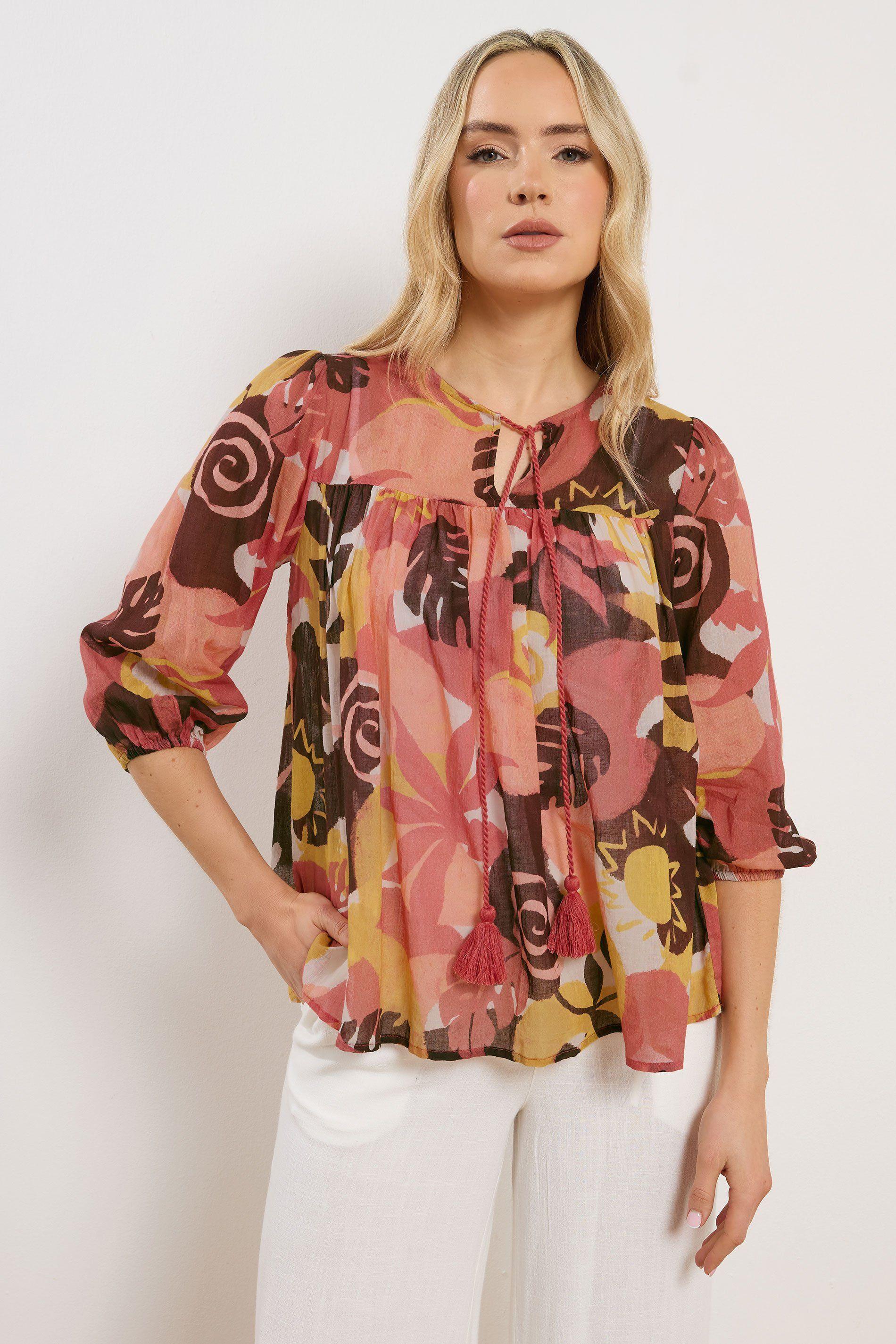 Tall Abstract Tie Neck Blouse by LONG TALL SALLY Tall Abstract Tie Neck Blouse by LONG TALL SALLY