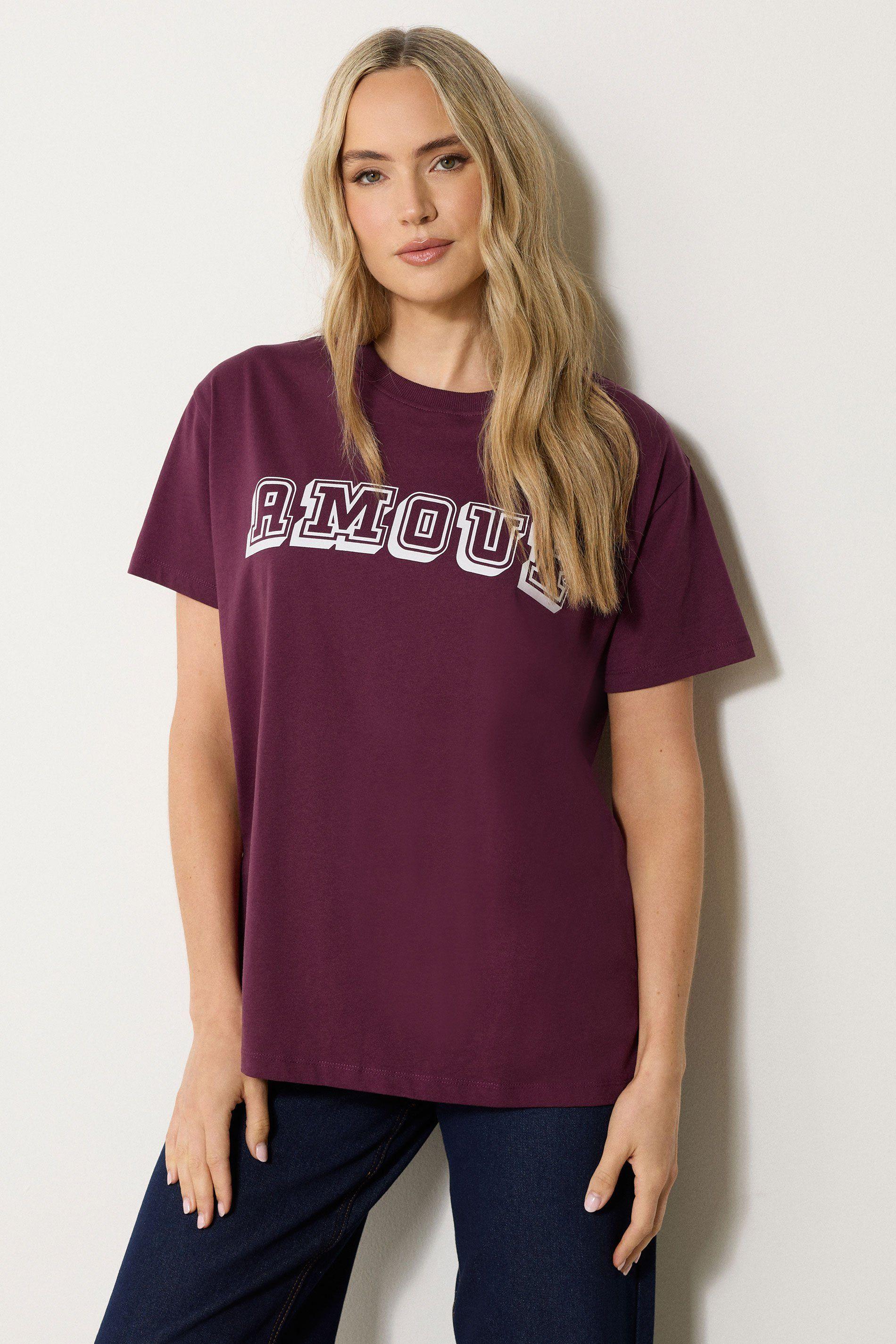 Tall 'Amour' Slogan T-Shirt by LONG TALL SALLY