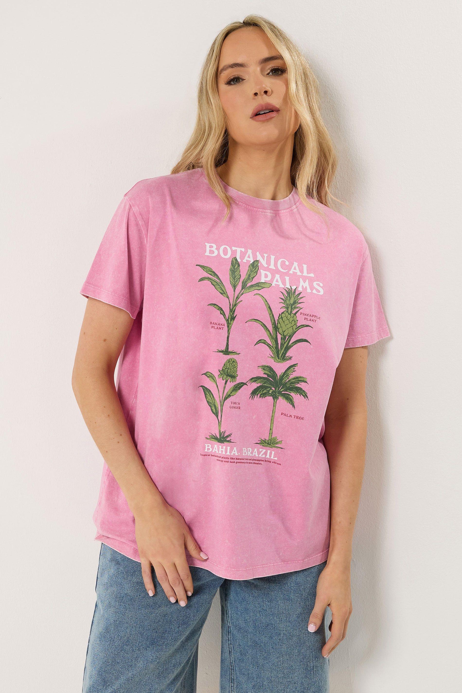 Tall 'Botanical Palms' Slogan Oversized T-Shirt by LONG TALL SALLY