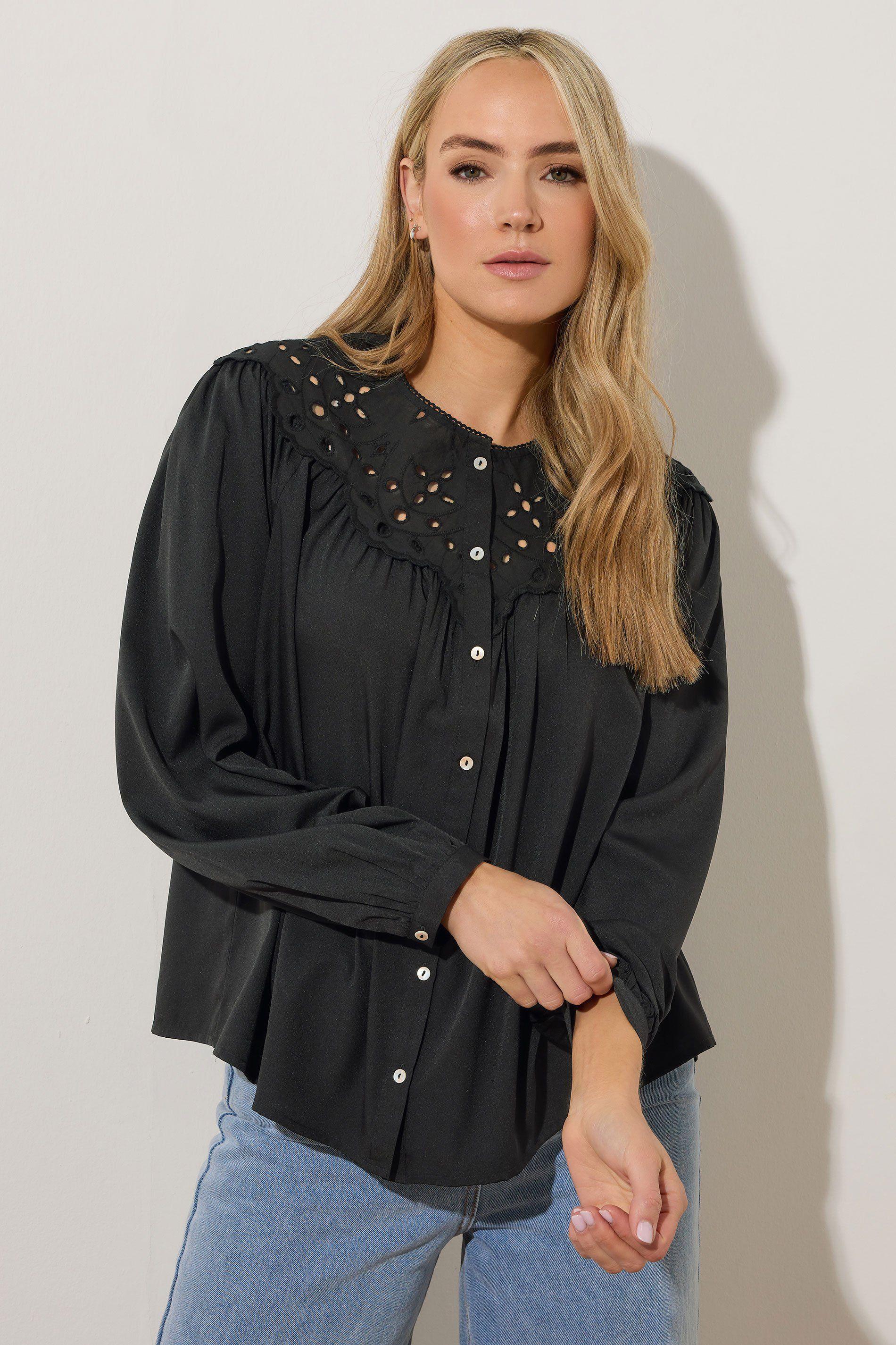 Tall Broderie Bib Blouse by LONG TALL SALLY