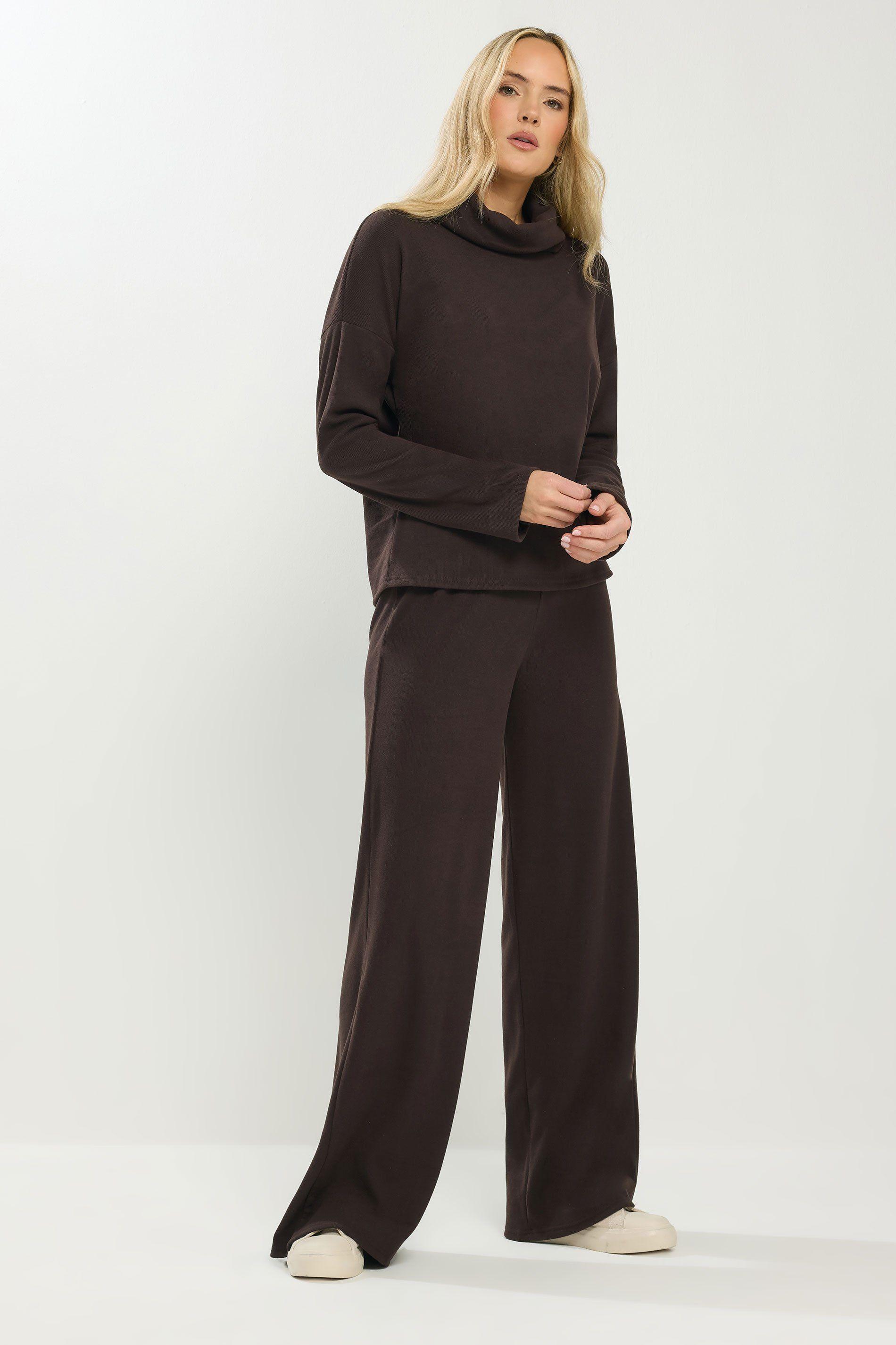 Tall Brushed Ribbed Wide Leg Trousers by LONG TALL SALLY