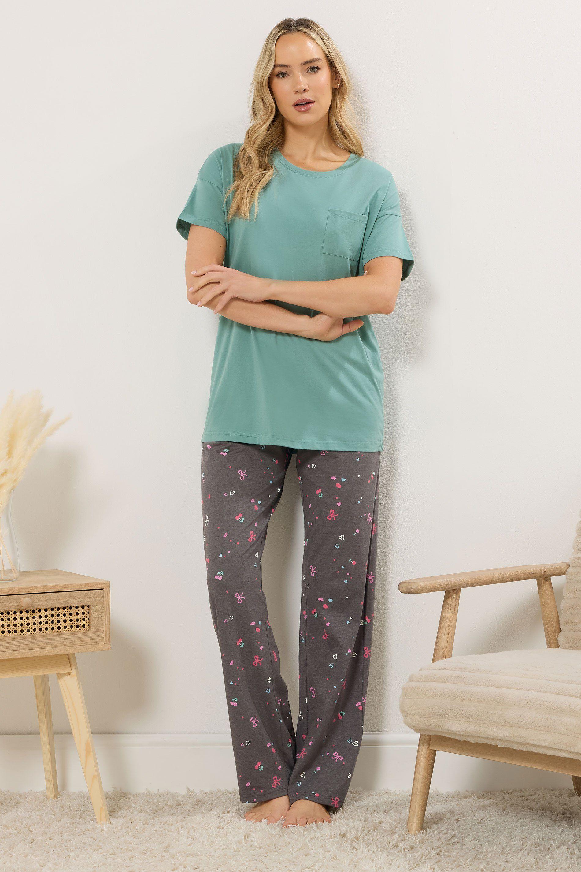 Tall Cherry & Bow Print Pyjama Set by LONG TALL SALLY