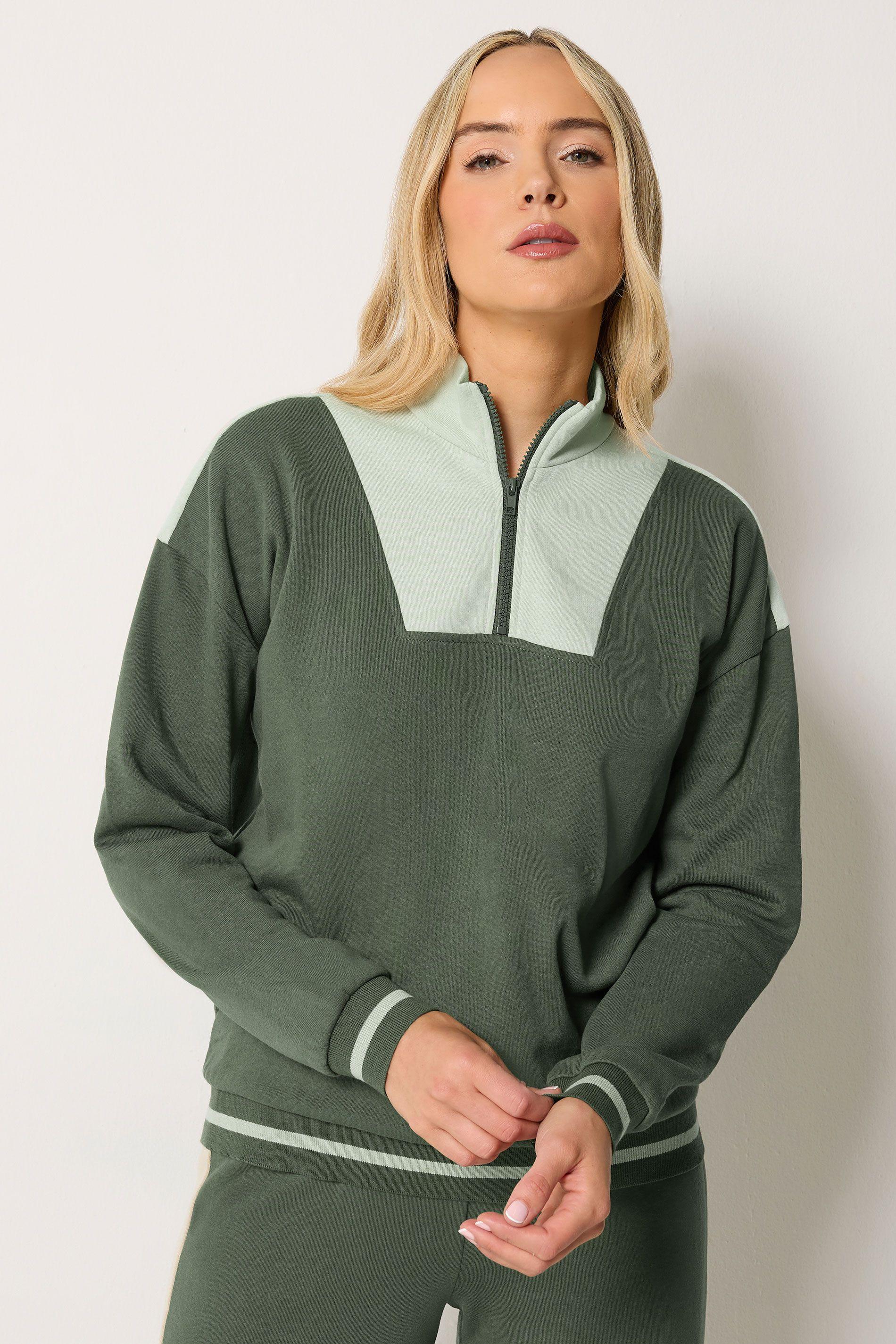 Tall Colour Block Quarter Zip Sweatshirt by LONG TALL SALLY