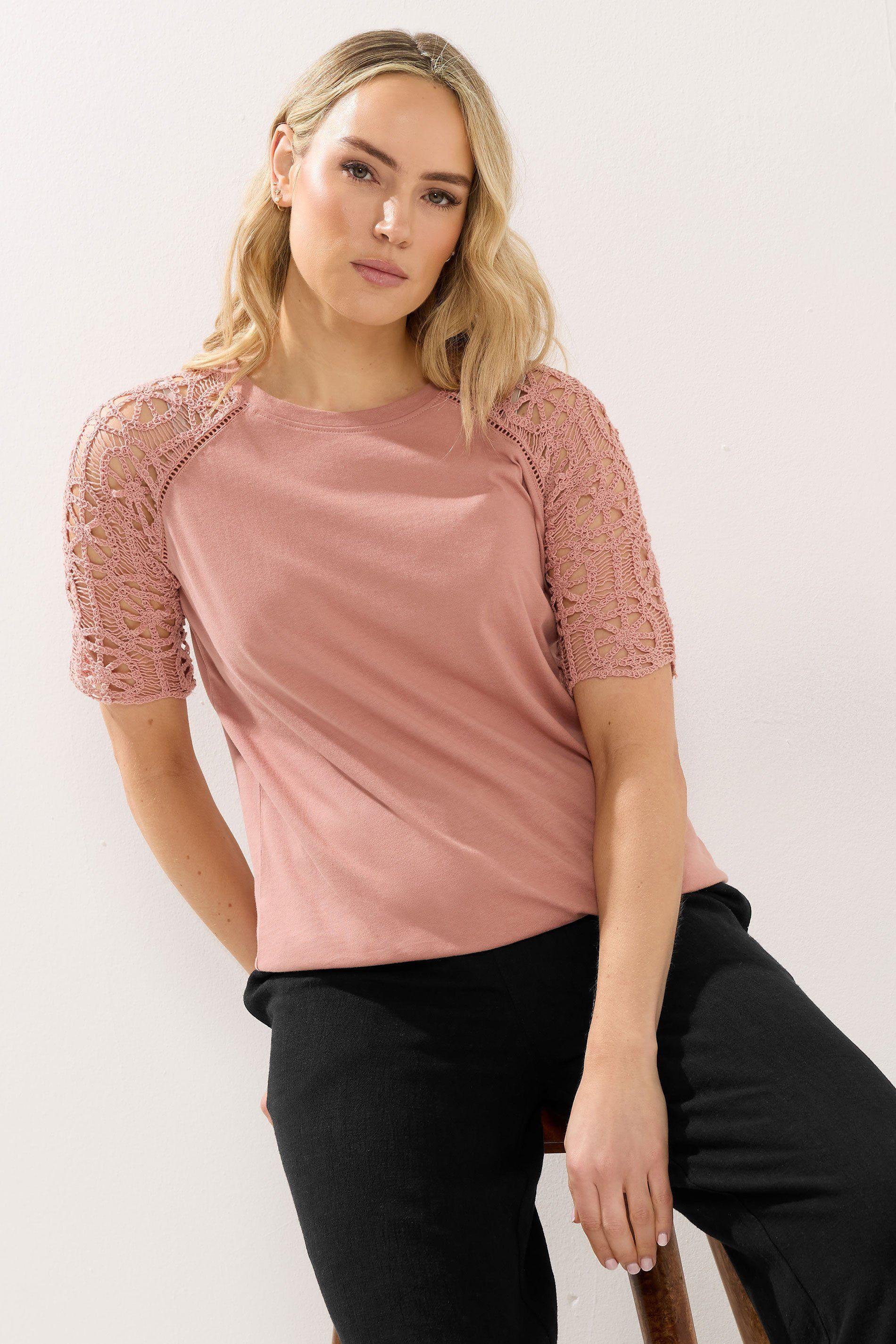 Tall Crochet Raglan T-Shirt by LONG TALL SALLY