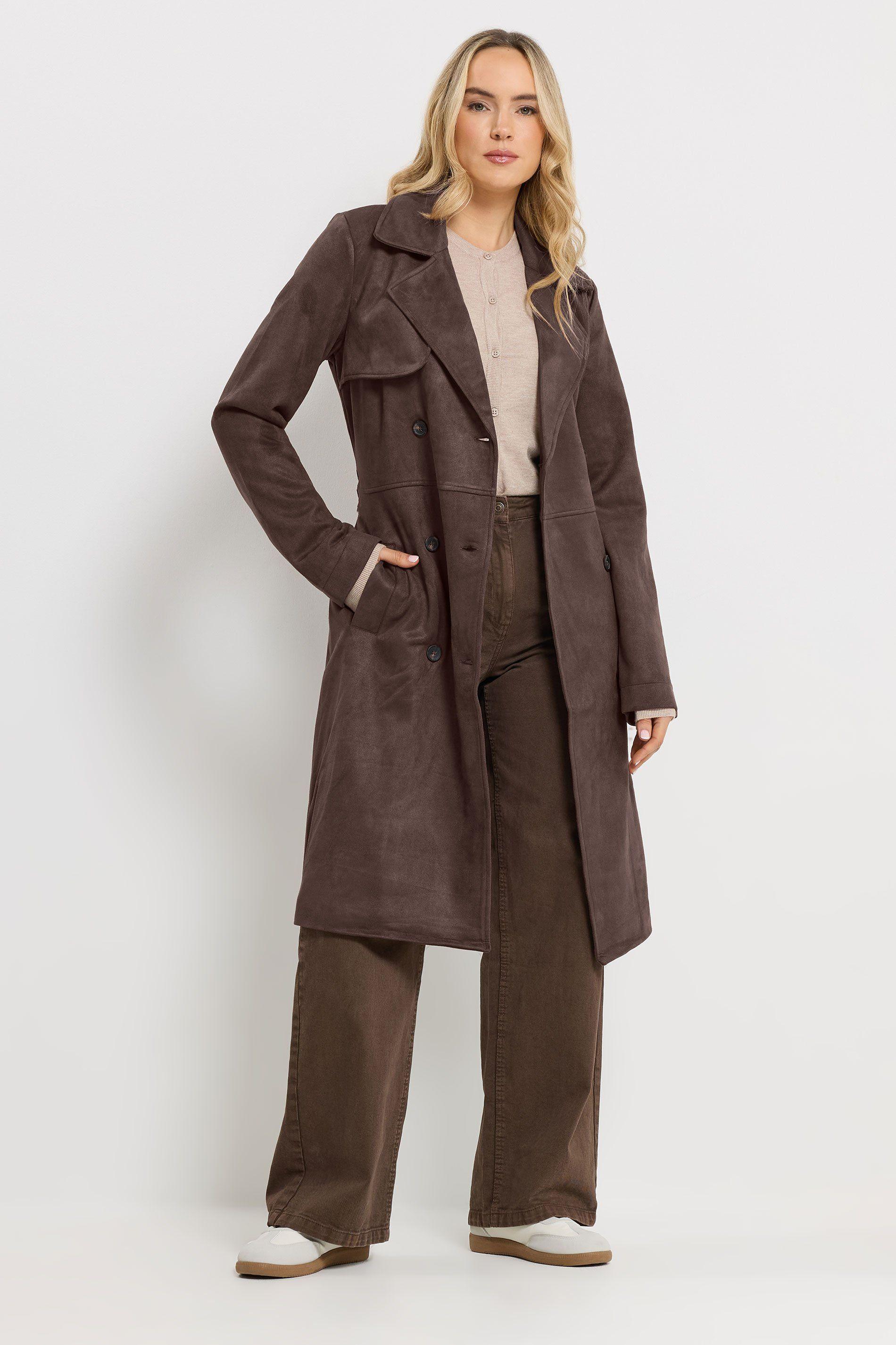 Tall Faux Suede Trench Coat by LONG TALL SALLY
