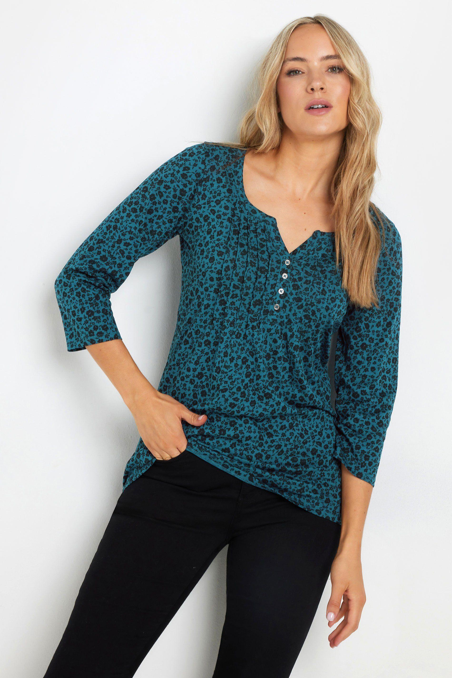 Tall Floral Henley Top by LONG TALL SALLY