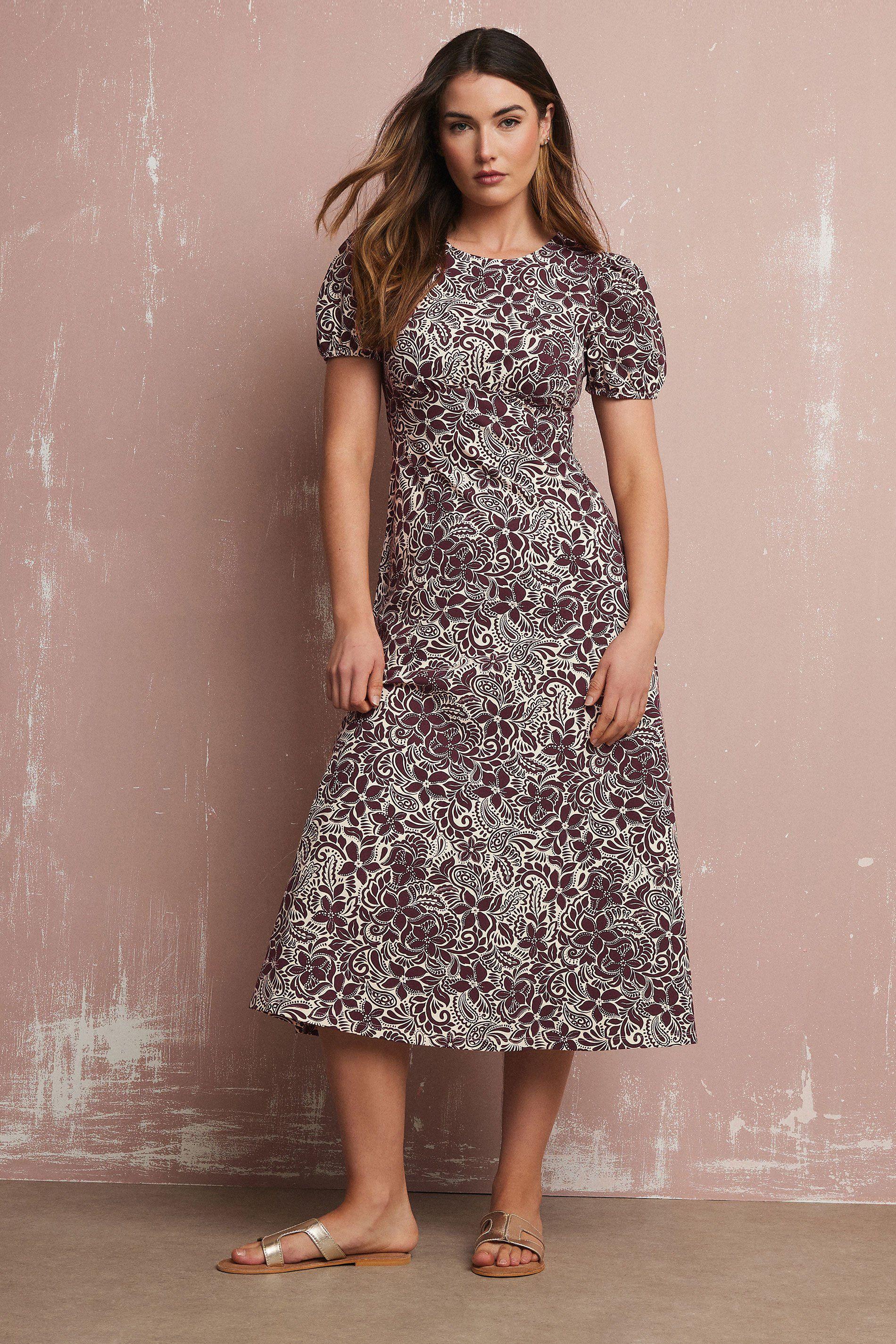 Tall Floral Puff Sleeve Midi Dress by LONG TALL SALLY