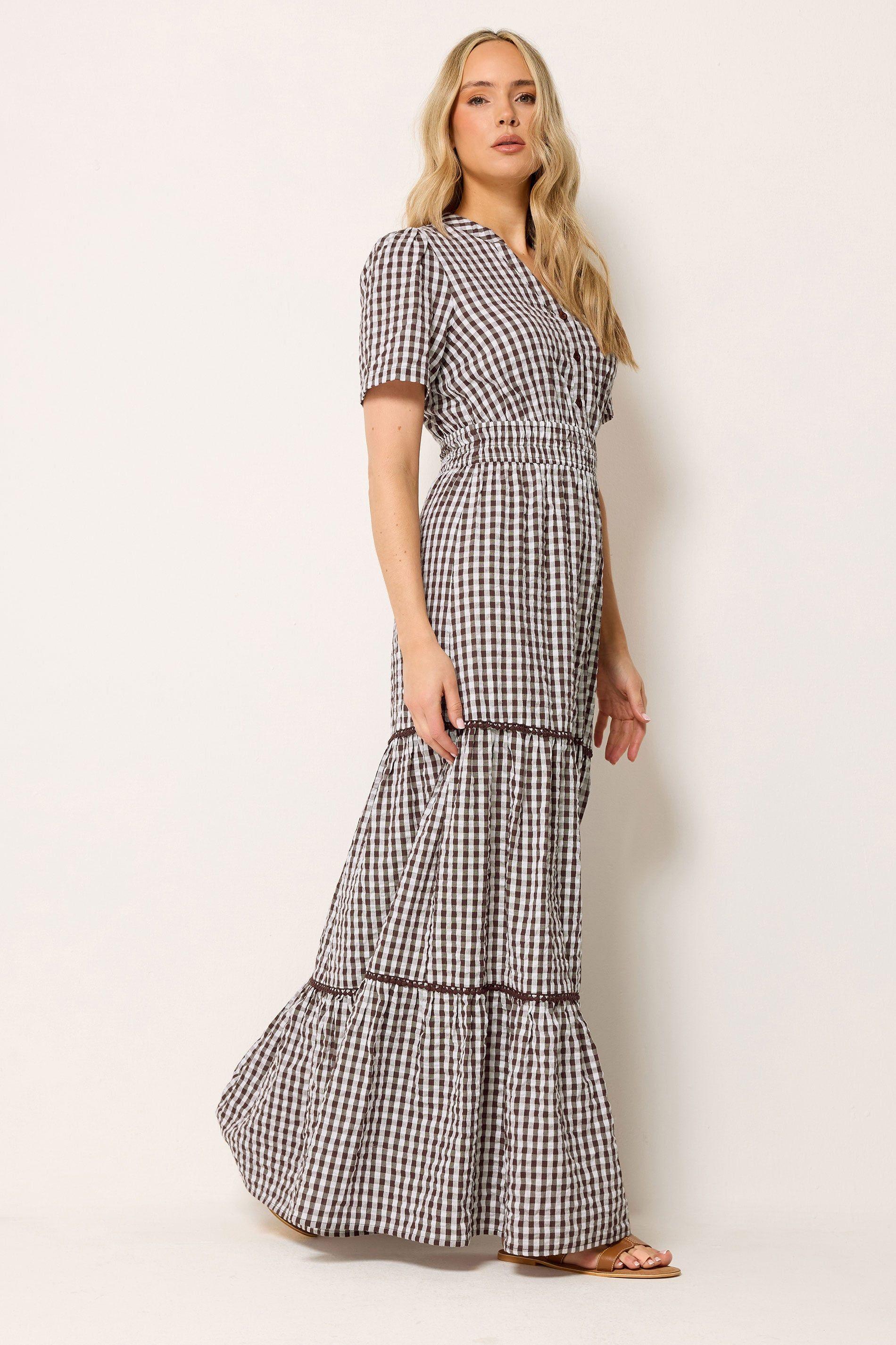 Tall Gingham Cotton Maxi Dress by LONG TALL SALLY