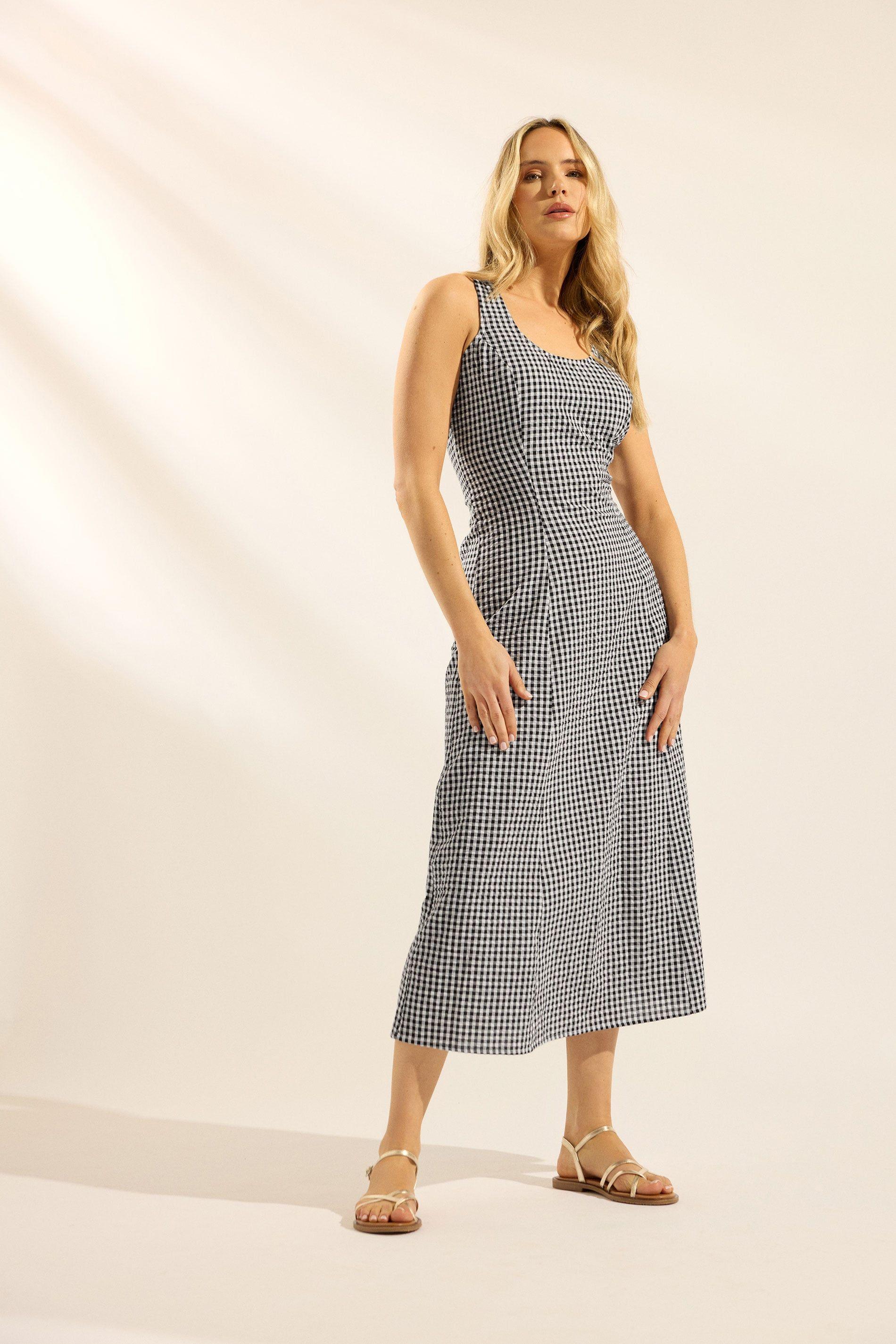 Tall Gingham Midi Dress by LONG TALL SALLY