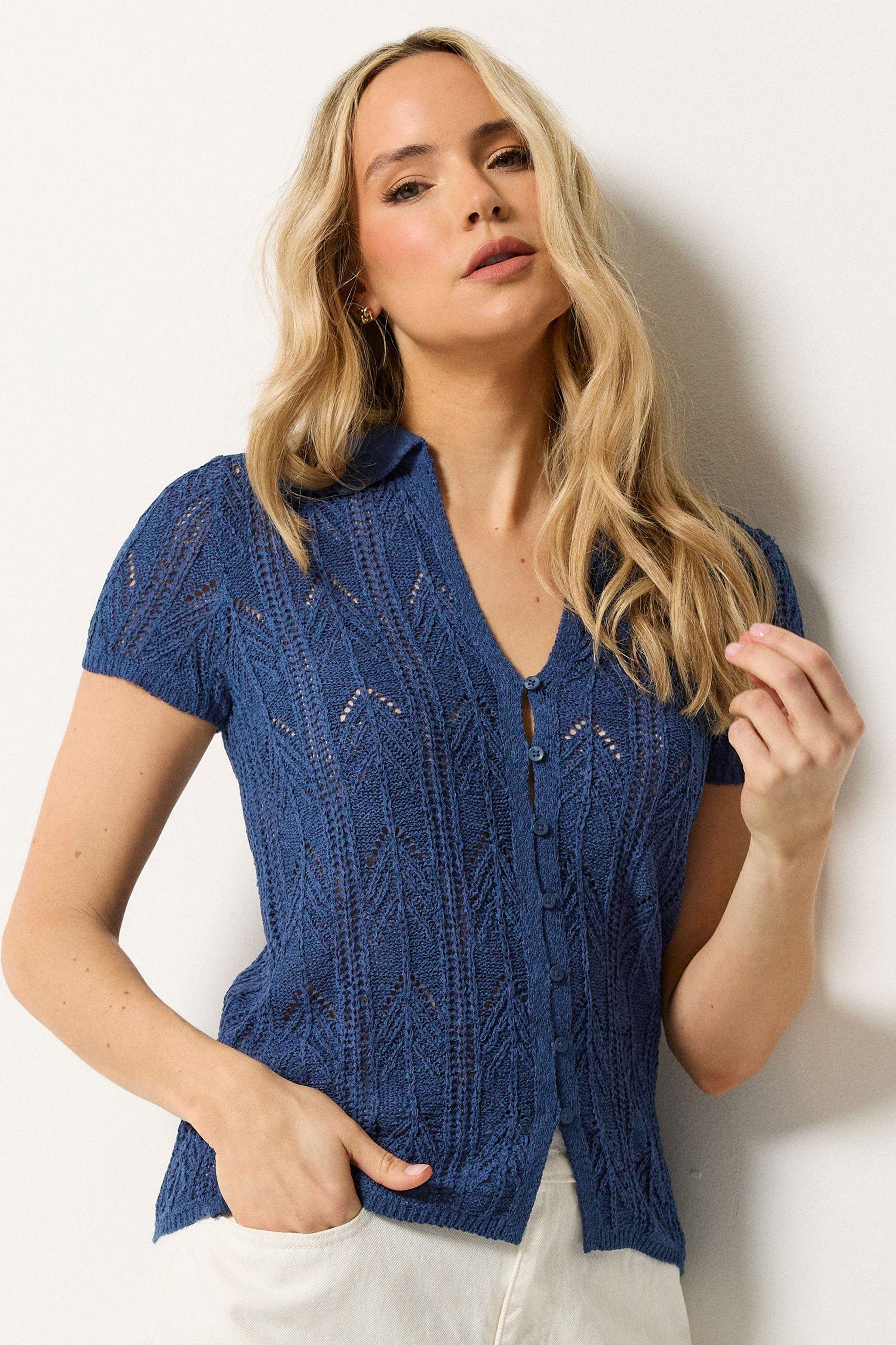 Tall Knitted Polo Cardigan by LONG TALL SALLY