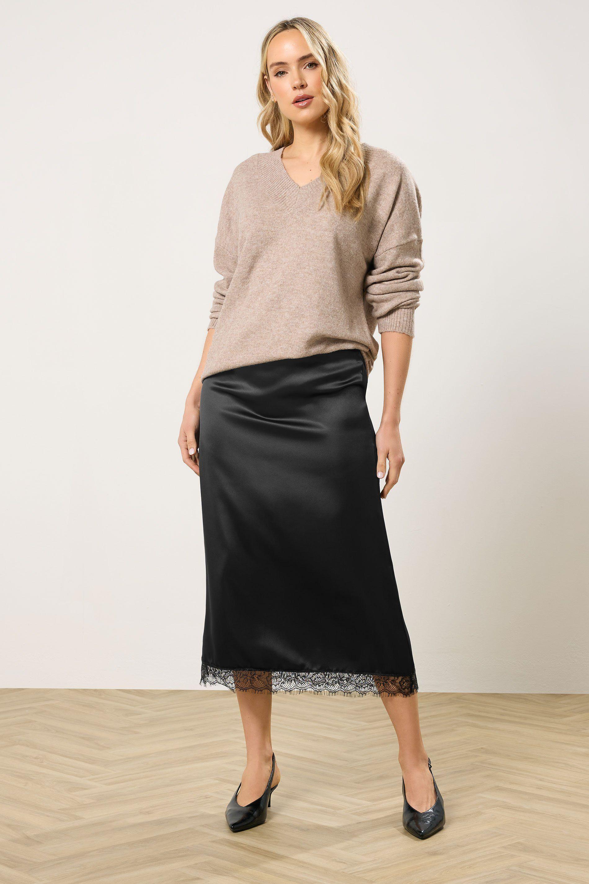 Tall Lace Midi Satin Skirt by LONG TALL SALLY