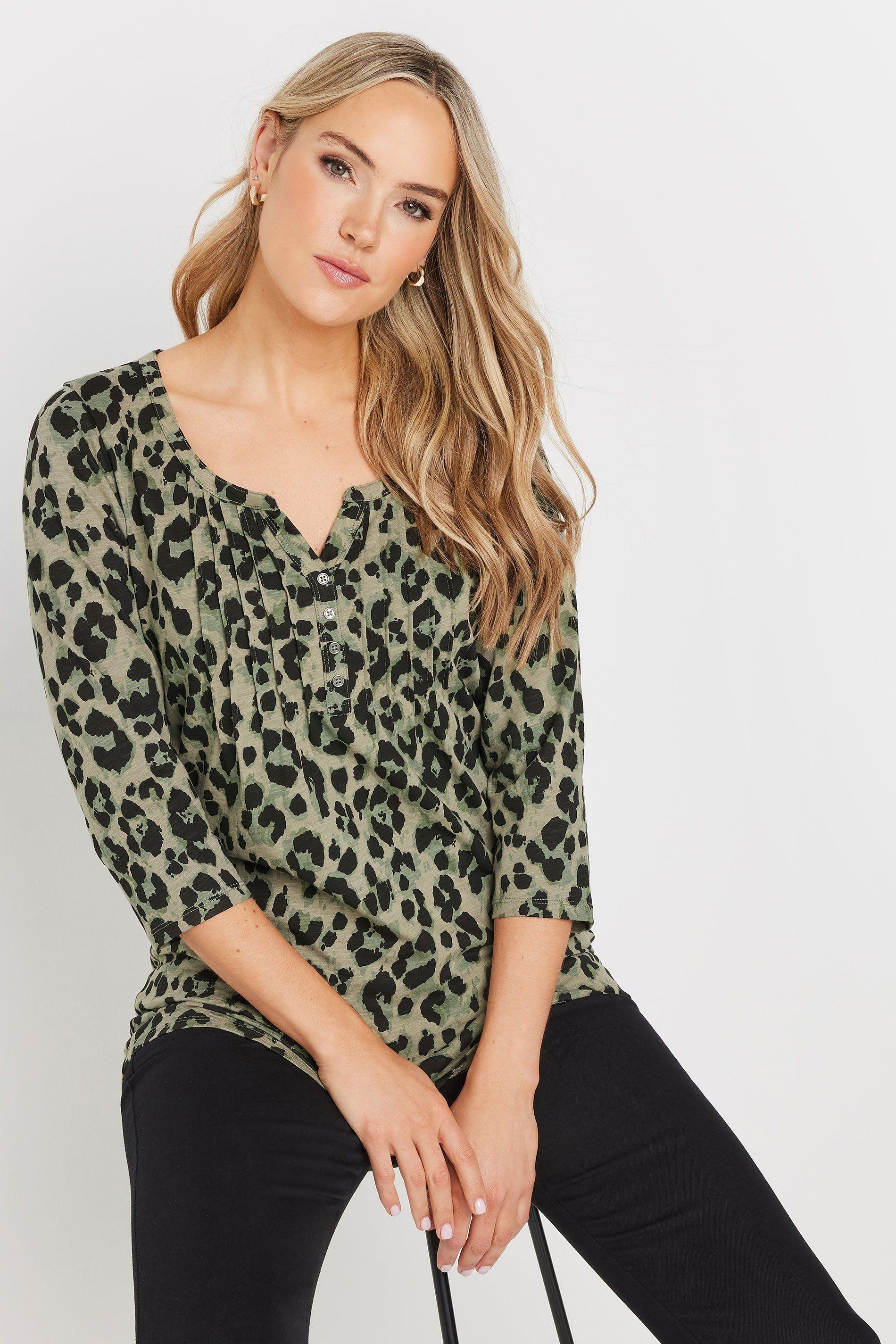 Tall Leopard Print Henley Top by LONG TALL SALLY