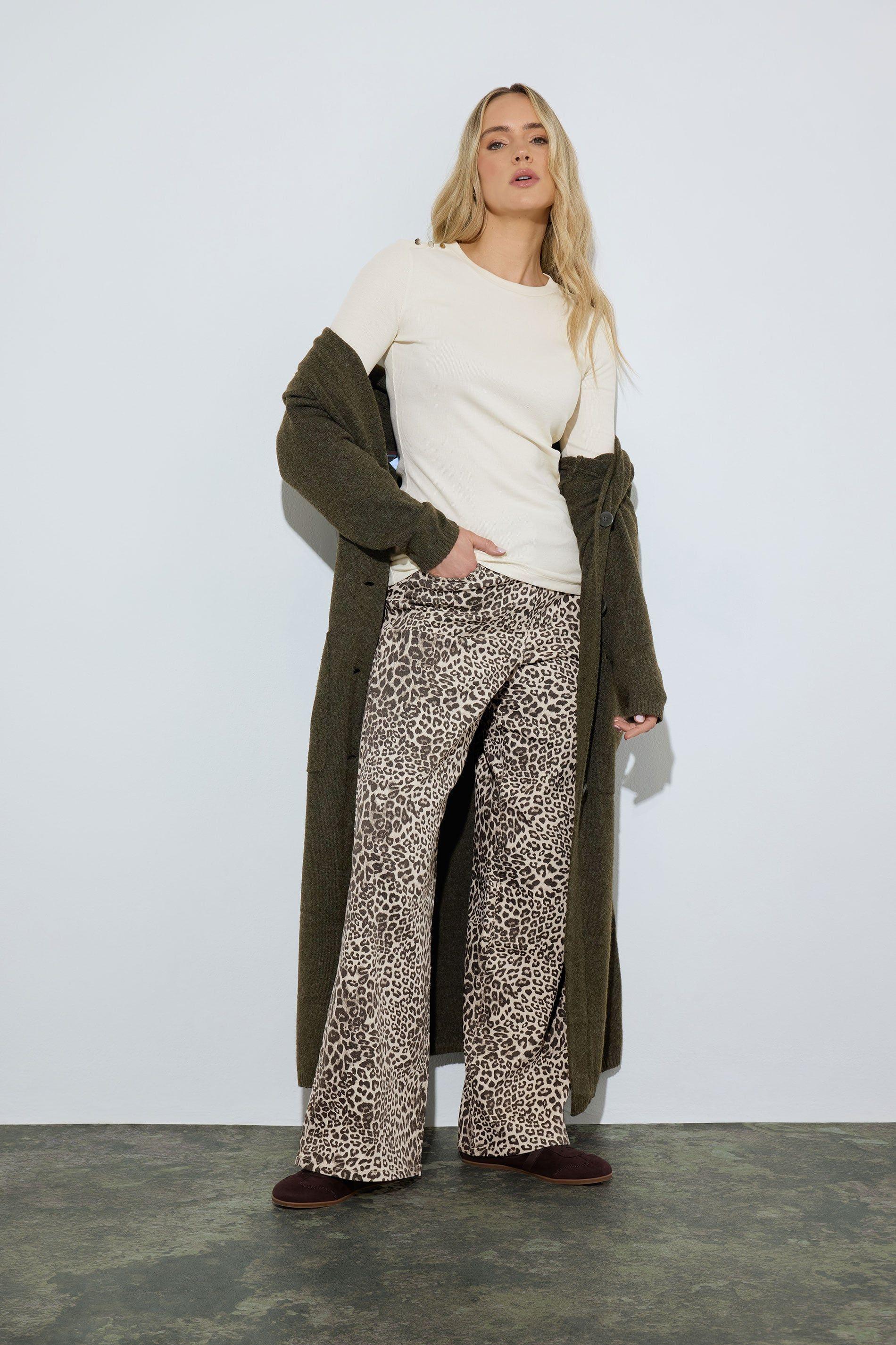 Tall Leopard Print Wide Leg Jeans by LONG TALL SALLY