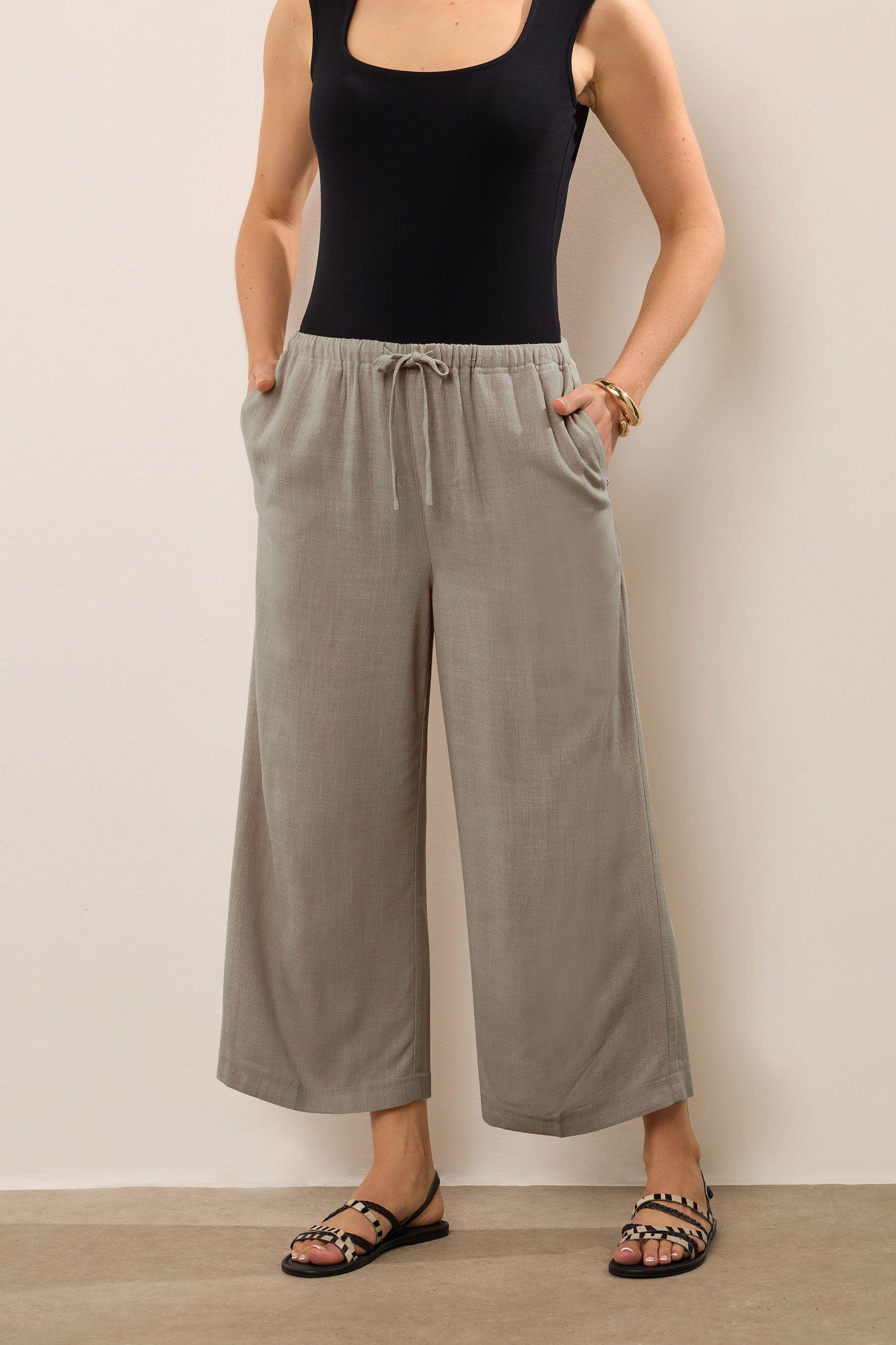 Tall Linen Tie Waist Cropped Trousers by LONG TALL SALLY