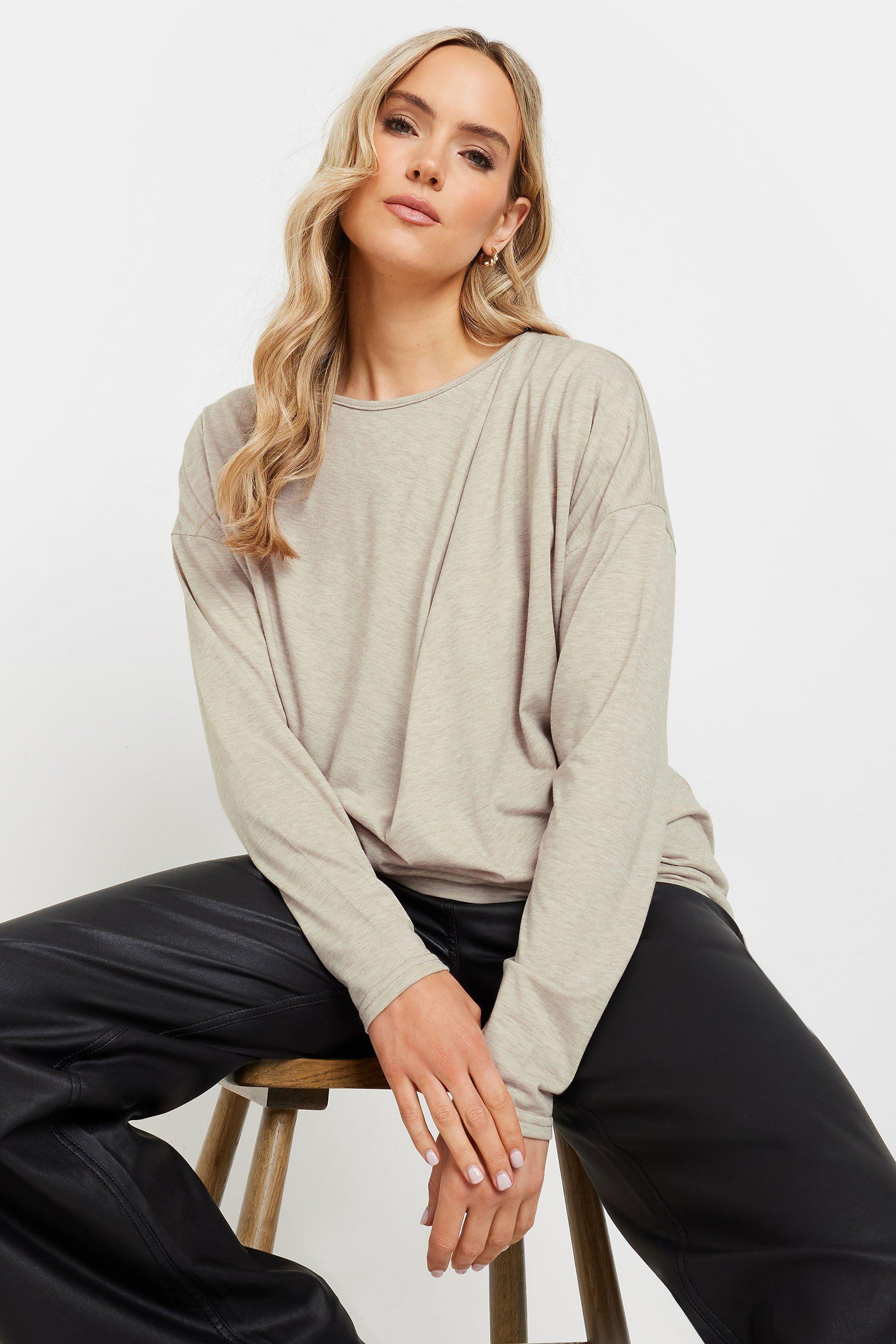 Tall Long Sleeve Draped Front Top by LONG TALL SALLY