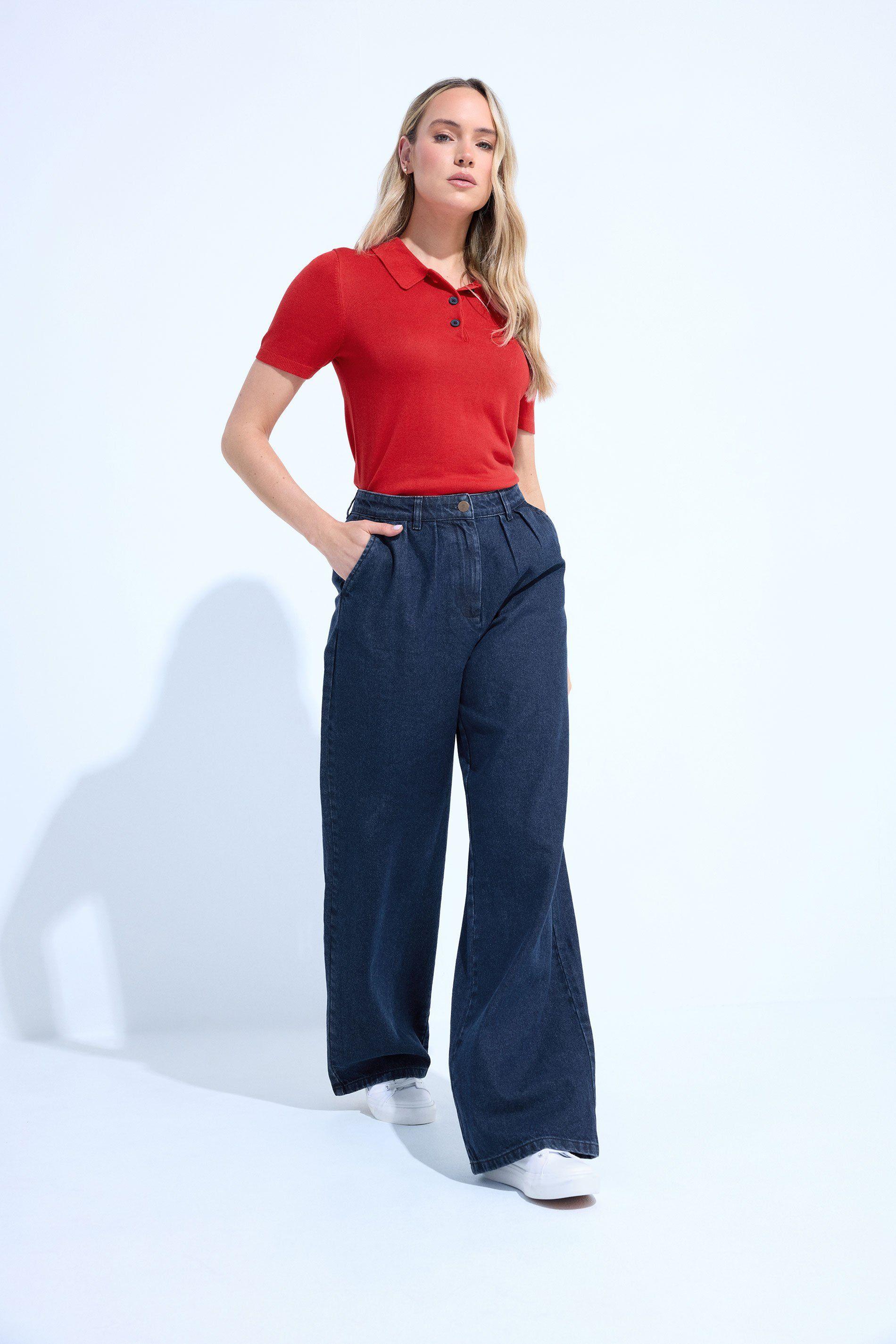 Tall Pleated Wide Leg Jeans by LONG TALL SALLY