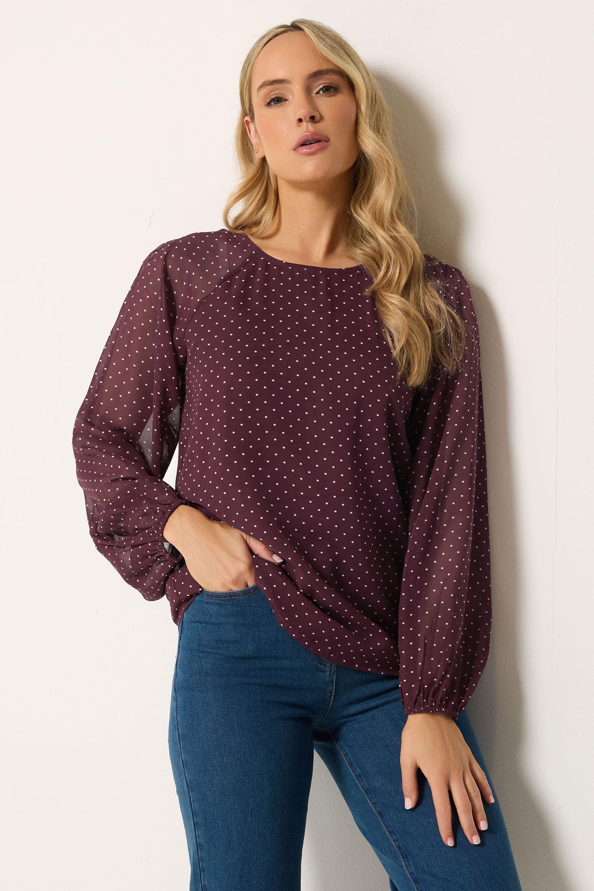 Tall Polka Dot Long Sleeve Blouse by LONG TALL SALLY