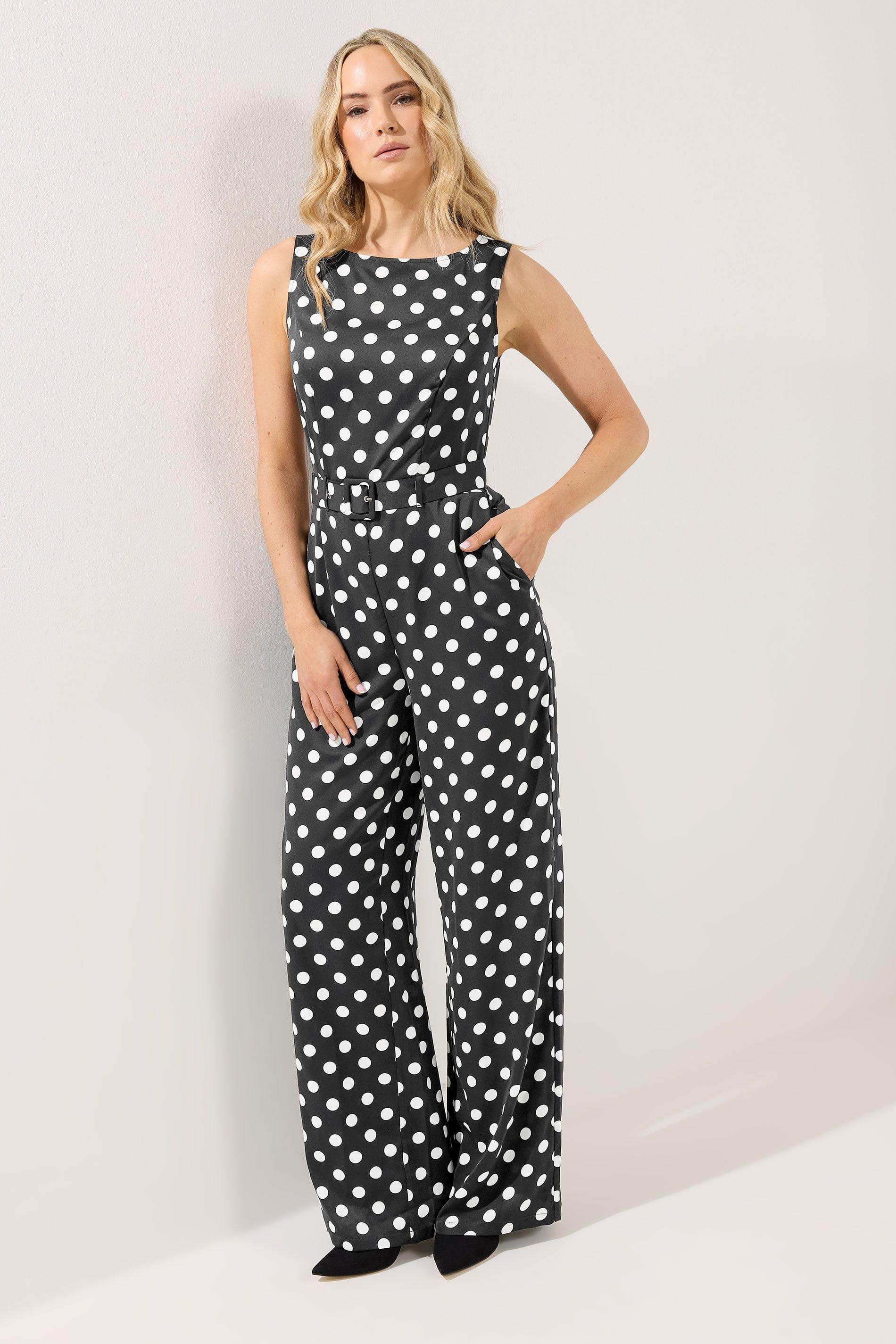 Tall Polka Dot Wide Leg Jumpsuit by LONG TALL SALLY