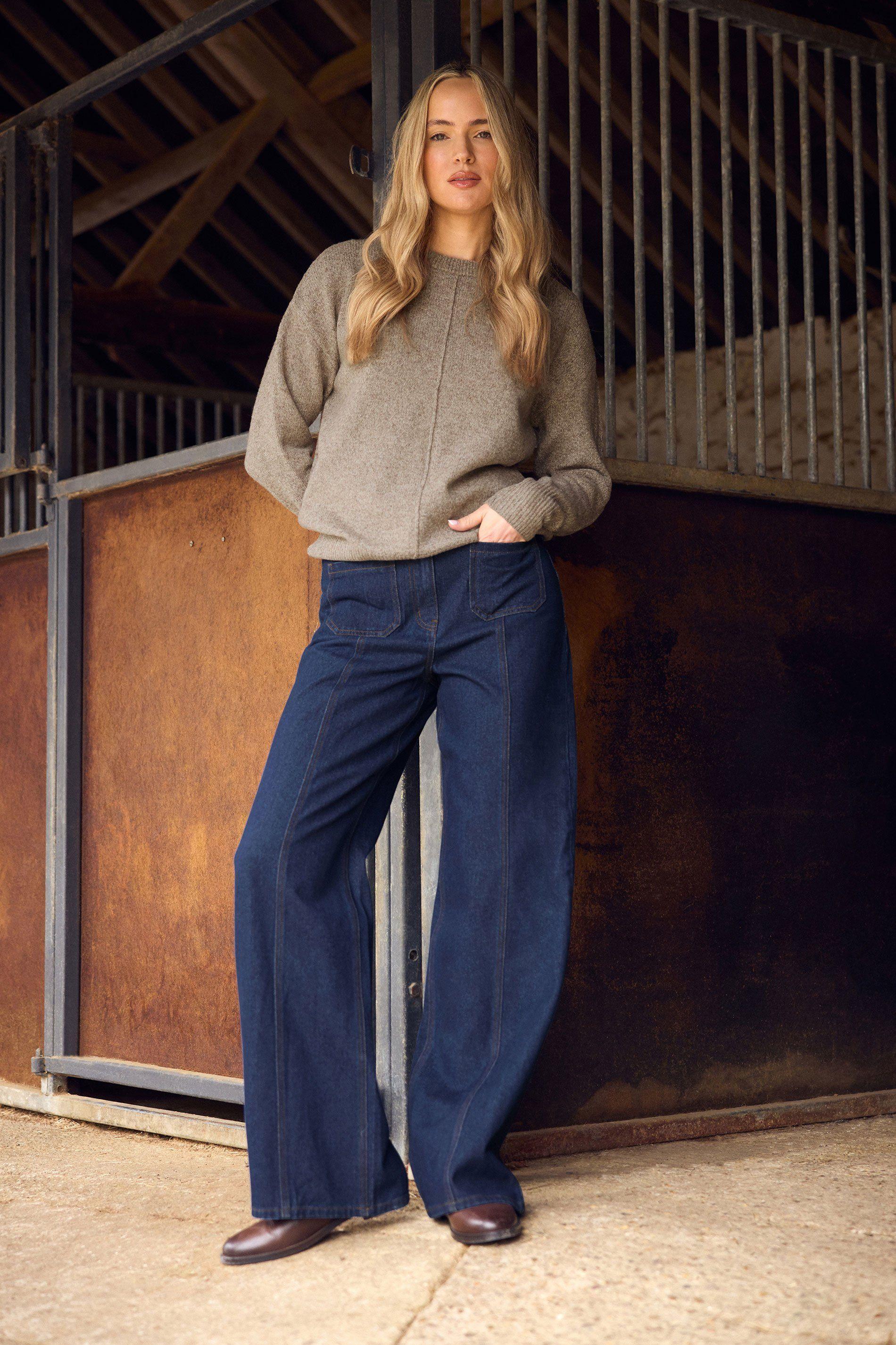 Tall Seam Front Wide Leg Jeans by LONG TALL SALLY