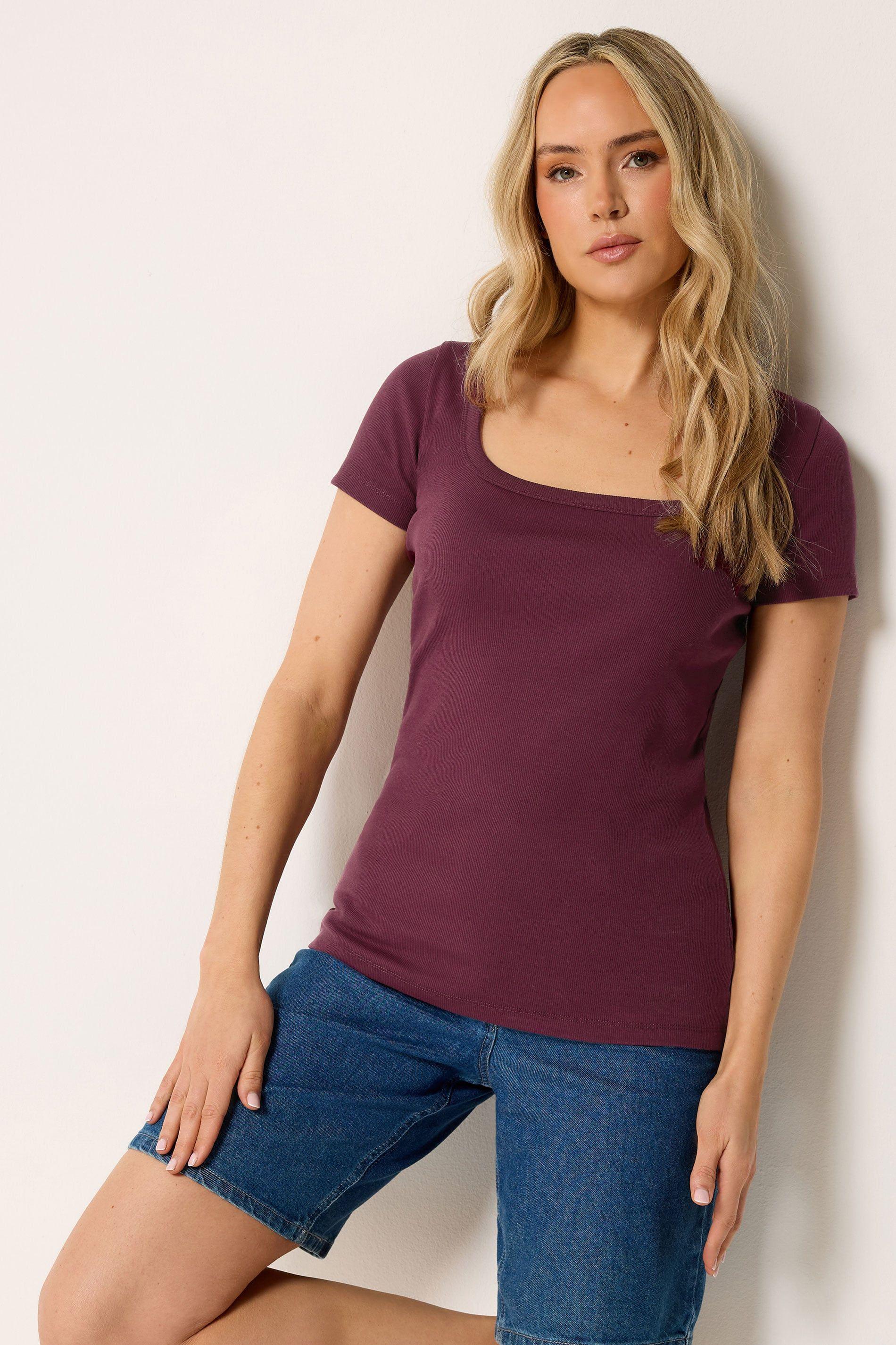 Tall Square Neck Ribbed T-Shirt by LONG TALL SALLY