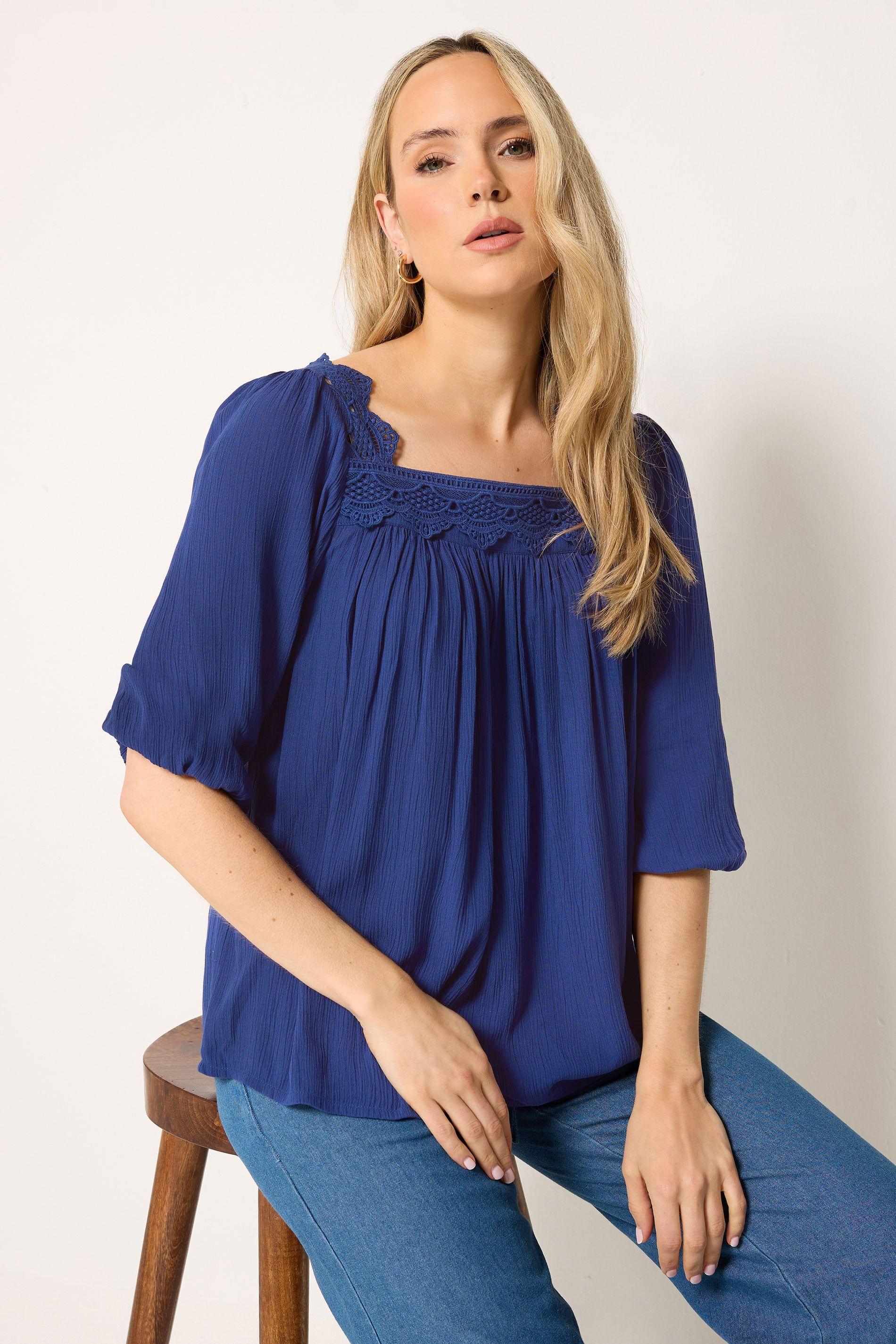 Tall Square Neck Textured Top by LONG TALL SALLY