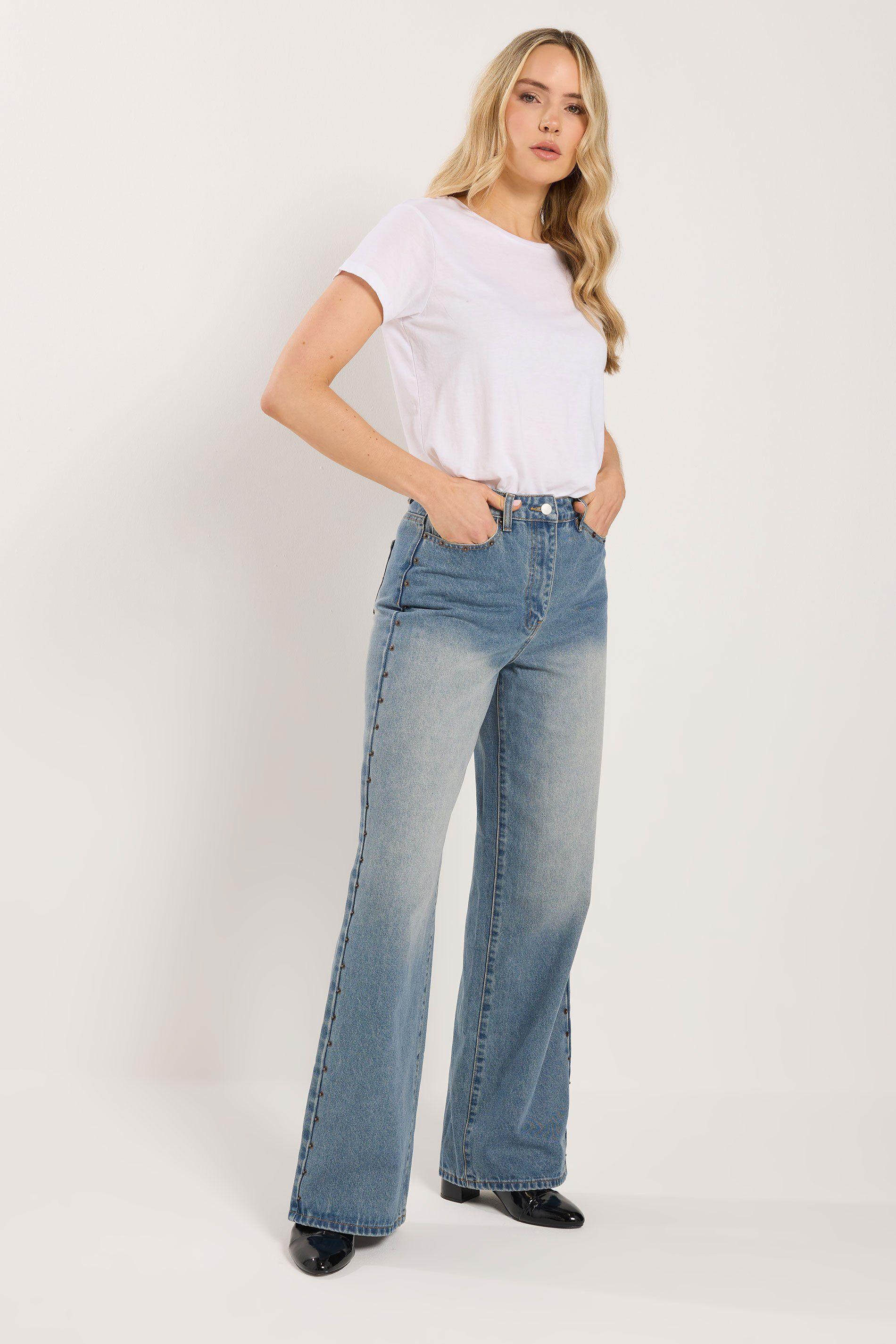 Tall Studded Wide Leg Jeans by LONG TALL SALLY