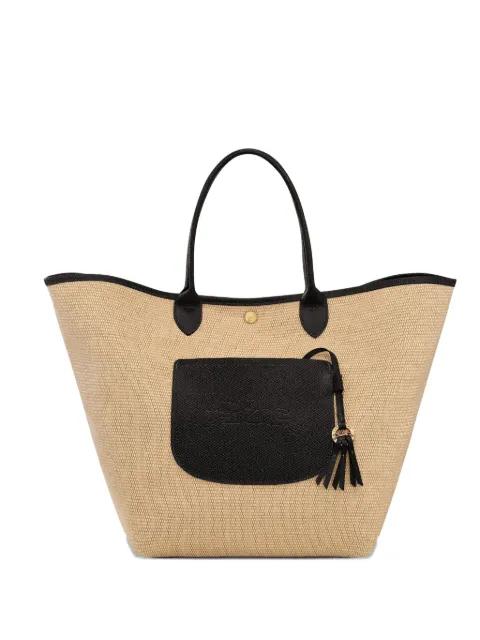 large Le Pilage woven straw tote bag by LONGCHAMP