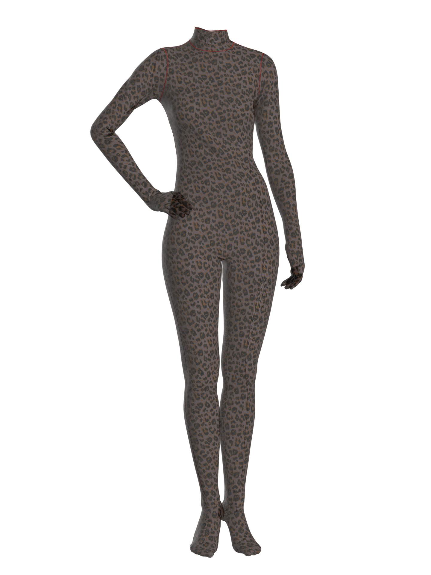 Leopard Print Catsuit by LOOPHOLE DIGITAL FASHION