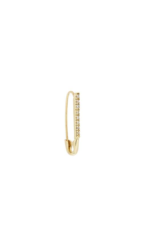 Loren Stewart Mini Diamond Safety Pin Single Earring in Metallic Gold by LOREN STEWART