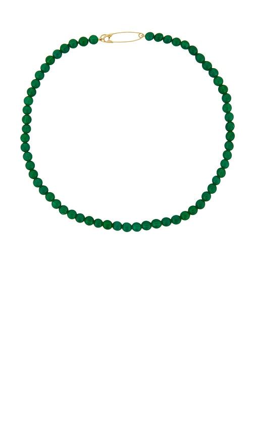 Loren Stewart Stone Safety Pin Necklace in Green by LOREN STEWART