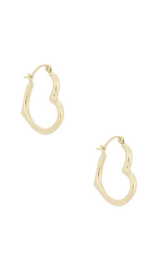 Loren Stewart XL Heart Feels Hoop Earrings in Metallic Gold by LOREN STEWART