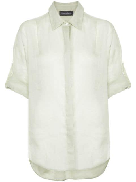 adjustable-sleeves ramie shirt by LORENA ANTONIAZZI