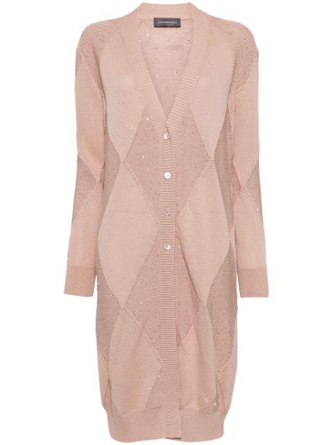 argyle fine-knit cardigan by LORENA ANTONIAZZI