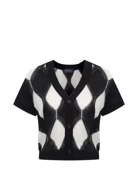 argyle-knit short-sleeve cardigan by LORENA ANTONIAZZI