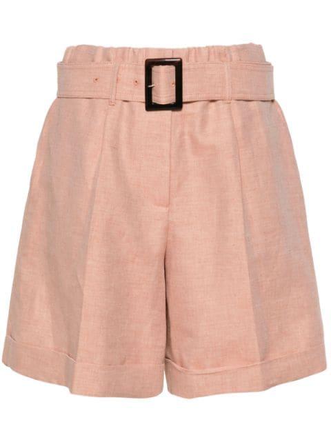 belted pleated shorts by LORENA ANTONIAZZI